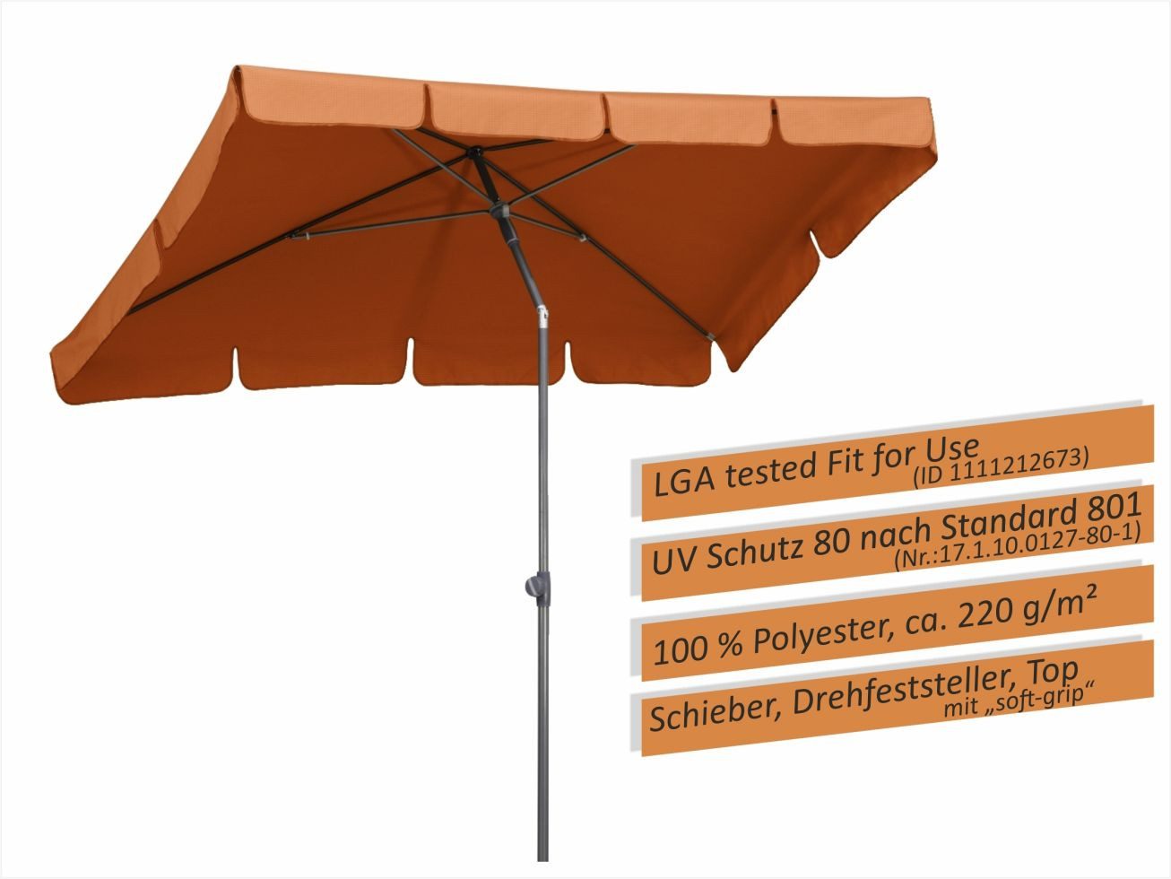 Schneider Schirme Sonnenschirm Schneider Sonnenschirm Aquila terracotta 225 x 120 – Bild 3 von 5