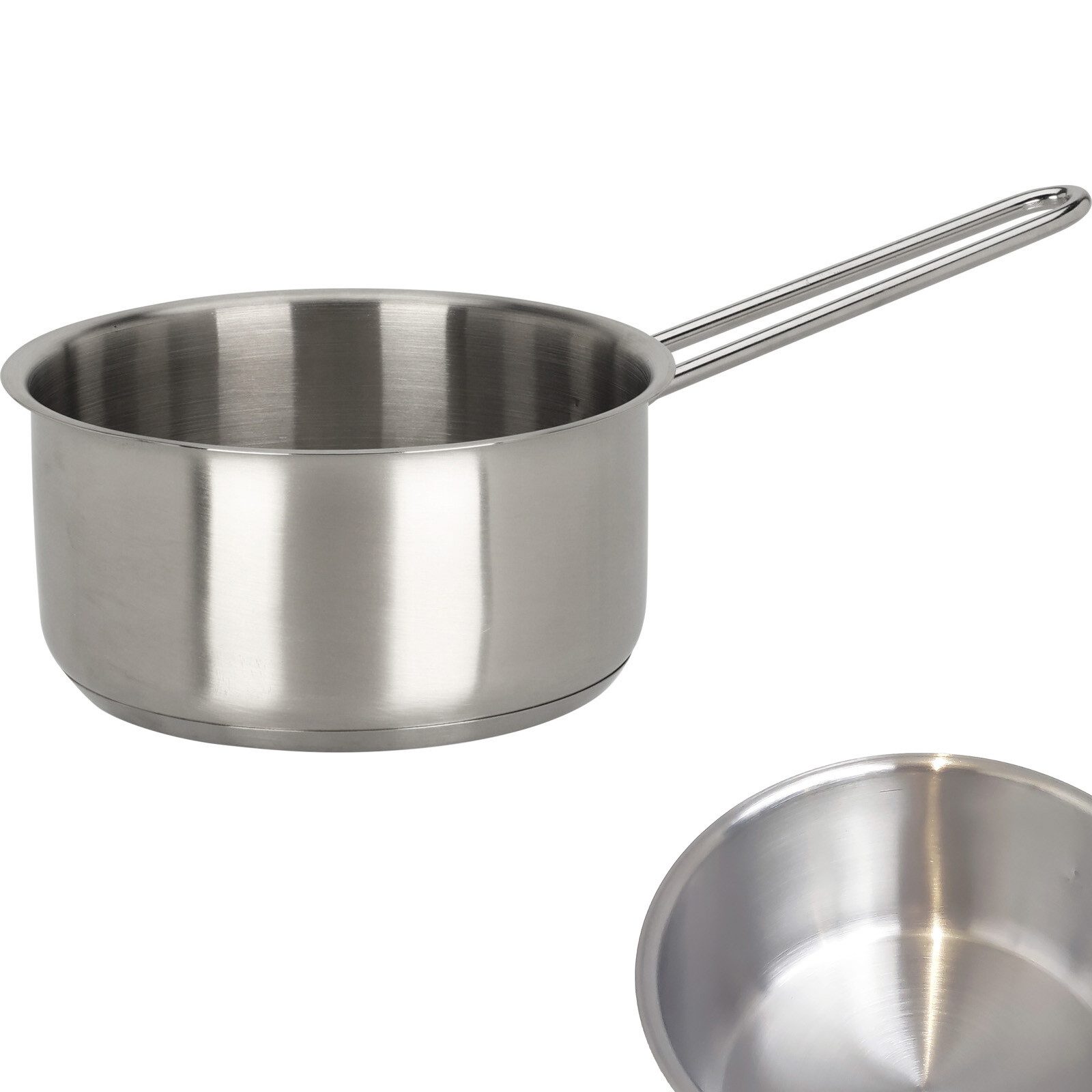 Koopman Kochtopf Stielkasserolle Edelstahl 1350 ml Topf Ø 16 cm Langer Stiel Küche, Edelstahl (Stück, 1-tlg., Packung), 1350ml, Suppentopf, Edelstahl, Stielkasserolle, Kochen