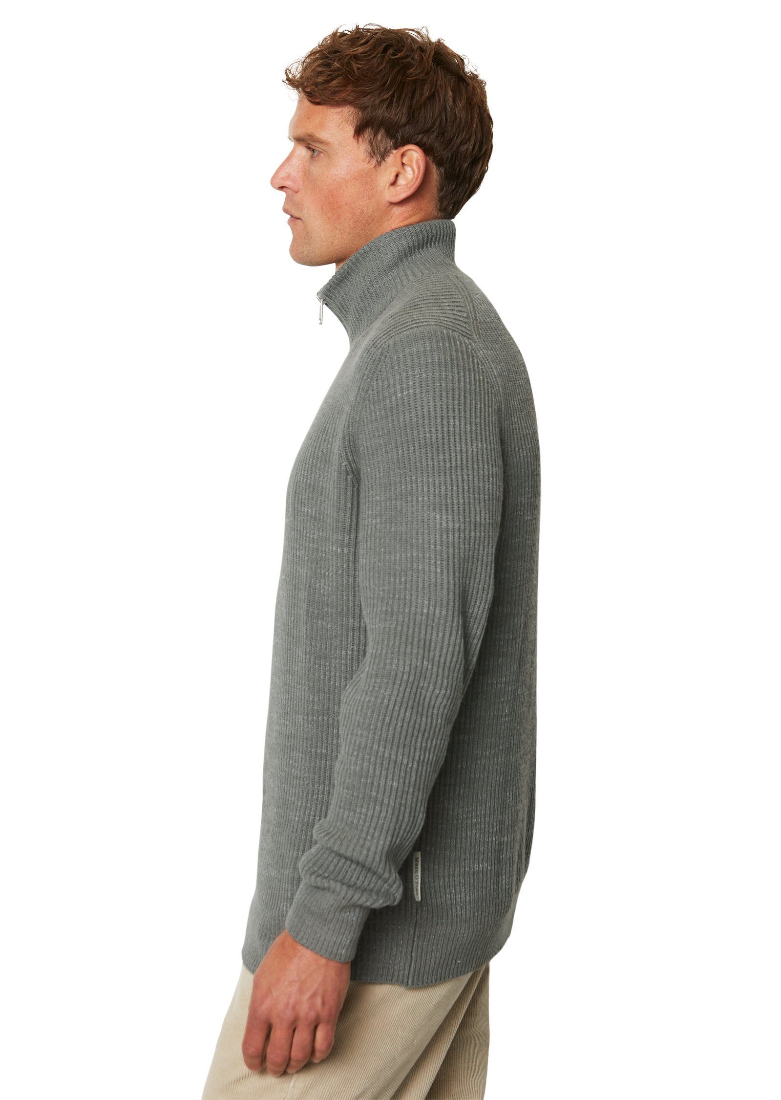 Baumwolle-Schurwolle-Mix aus grau O'Polo Marc Wollpullover