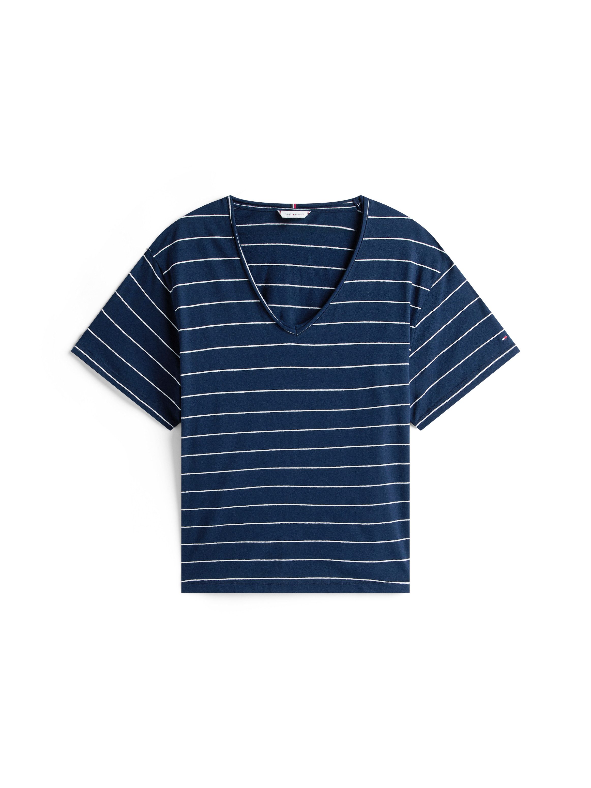 Tommy Hilfiger Curve V-Shirt CRV MODERN CO LINEN V-NK SS in Großen Größen