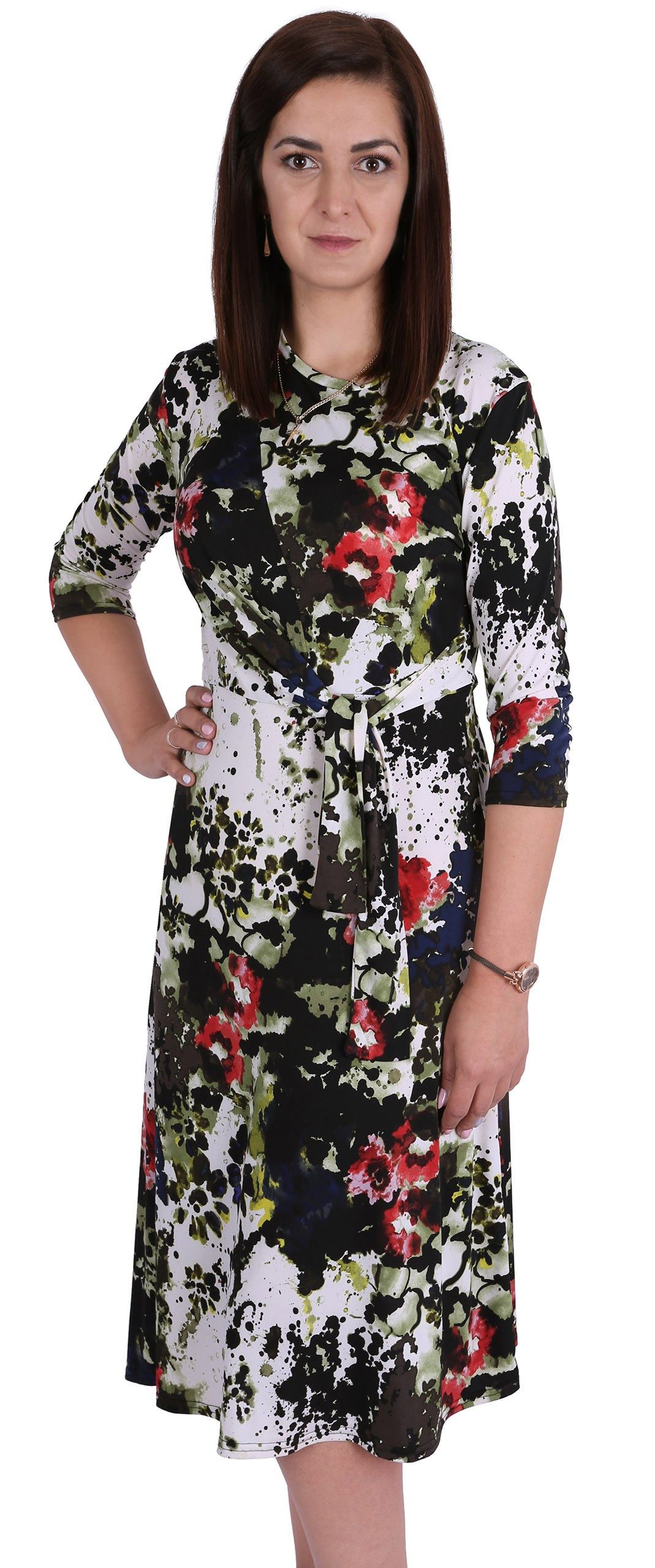Midikleid Kleid in abstrakten Blumen John Zack L