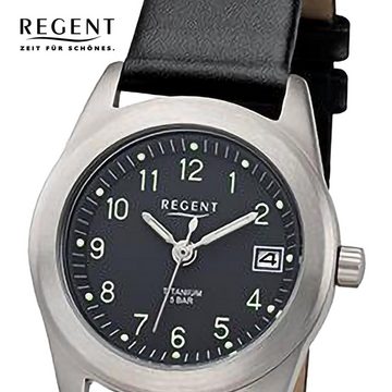 Regent Quarzuhr Regent Damen Armbanduhr Analog, Damen Armbanduhr rund, extra groß (ca. 26mm), Lederarmband