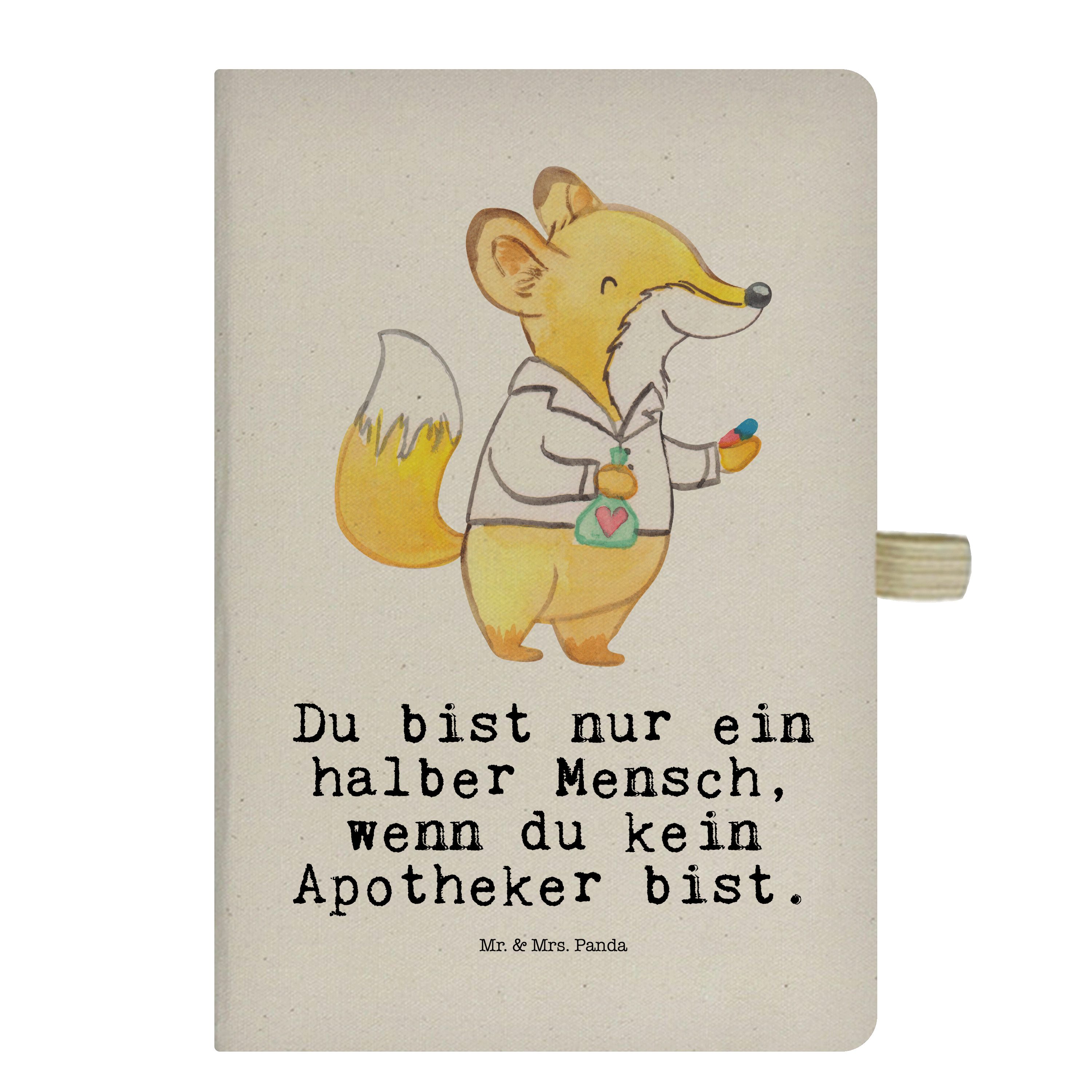 Mr. & Mrs. Panda Notizbuch Apotheker mit Herz - Transparent - Geschenk, Danke, Firma, Kladde, Sk Mr. & Mrs. Panda