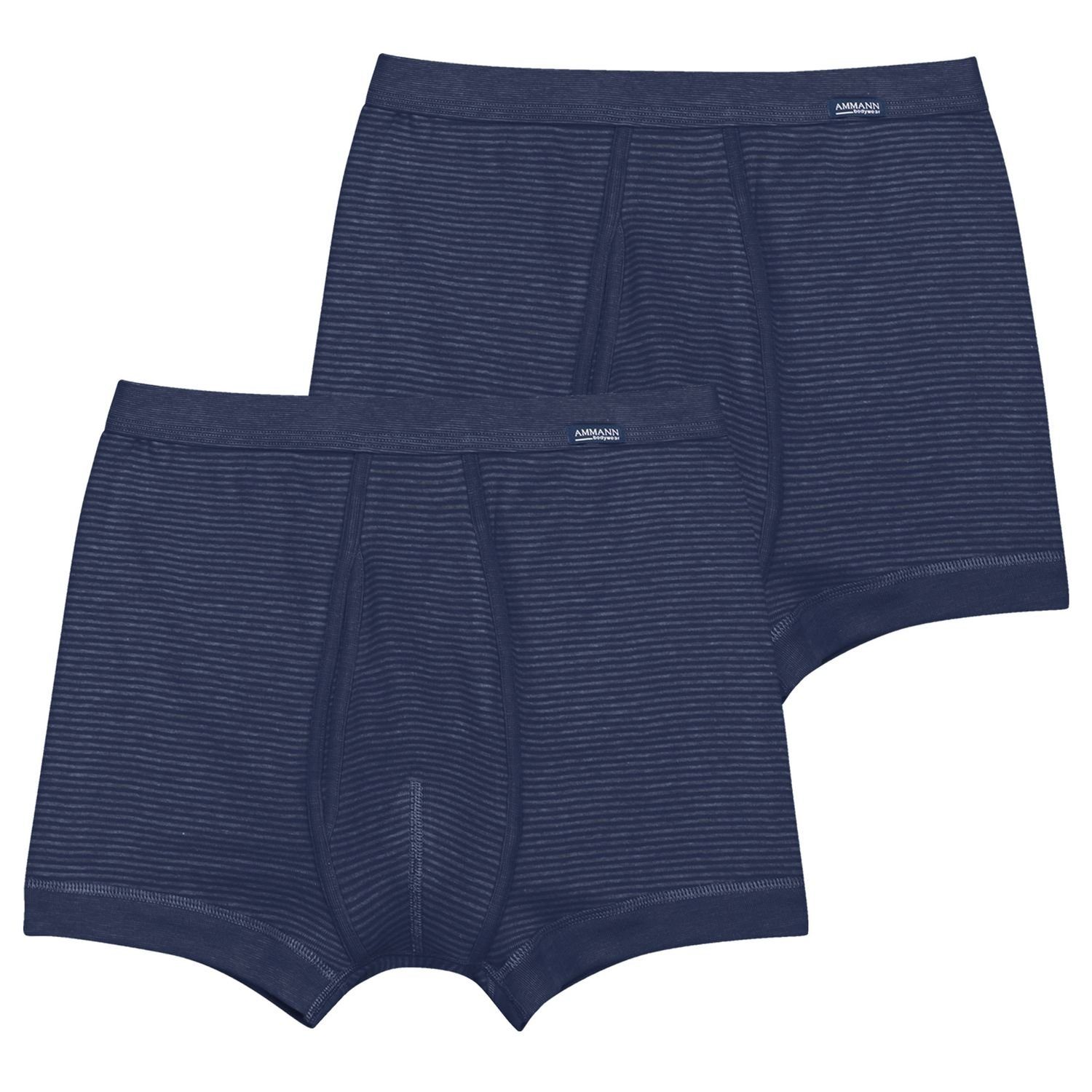 Ammann Boxershorts (2-St) mit Eingriff, Weichelastikbund, Feinripp im 2er Pack dunkelblau