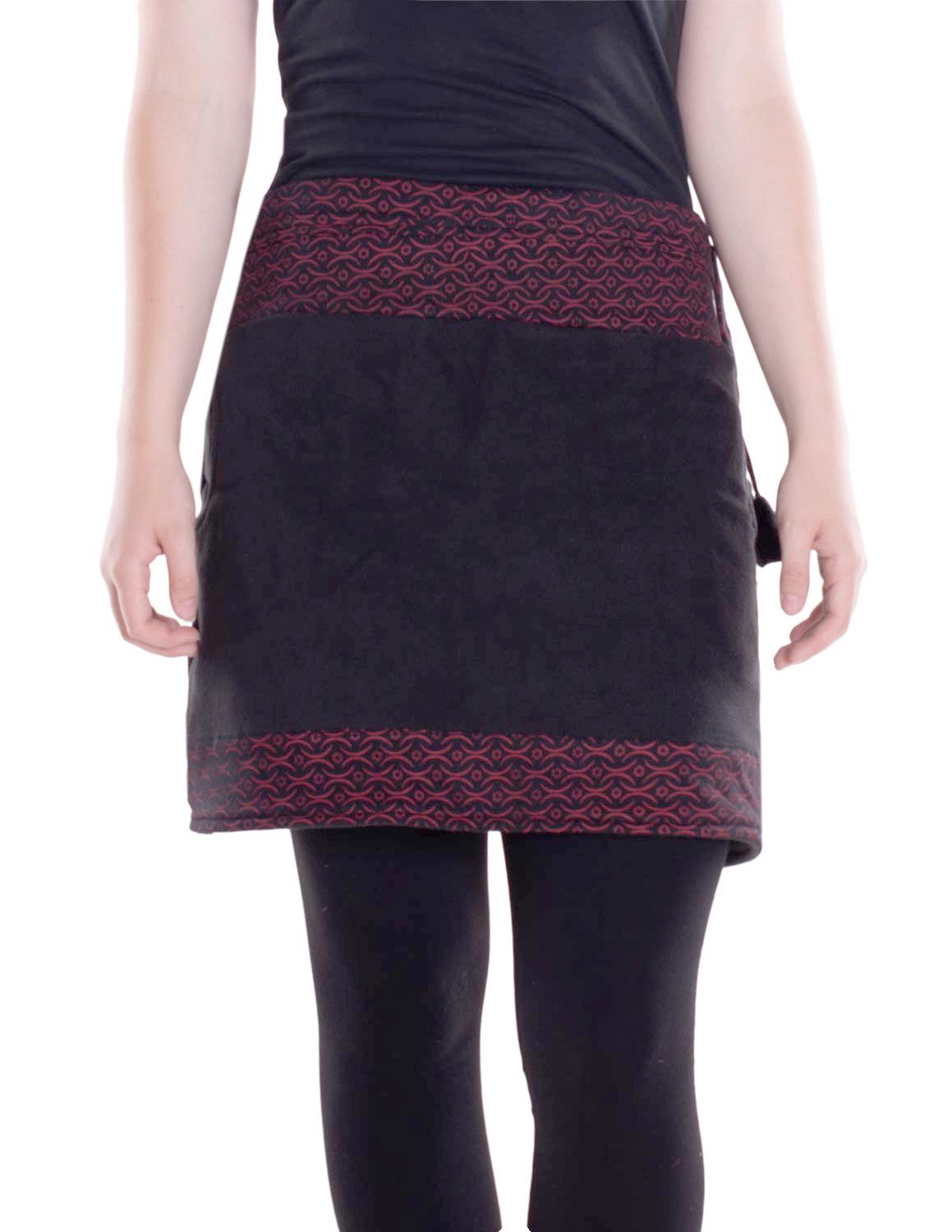 Vishes A-Linien-Rock Thermorock warmer Damen Winterrock kurz Taschenrock aus ECO-Fleece Hippie, Retro, Style, Alternative Bekleidung