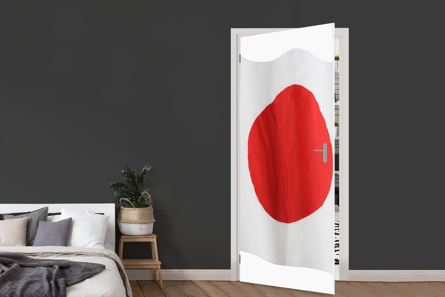 MuchoWow 75x205 auf Türaufkleber, Türtapete Japan Fototapete für Die bedruckt, St), Matt, (1 Hintergrund, cm weißem Flagge Tür, von