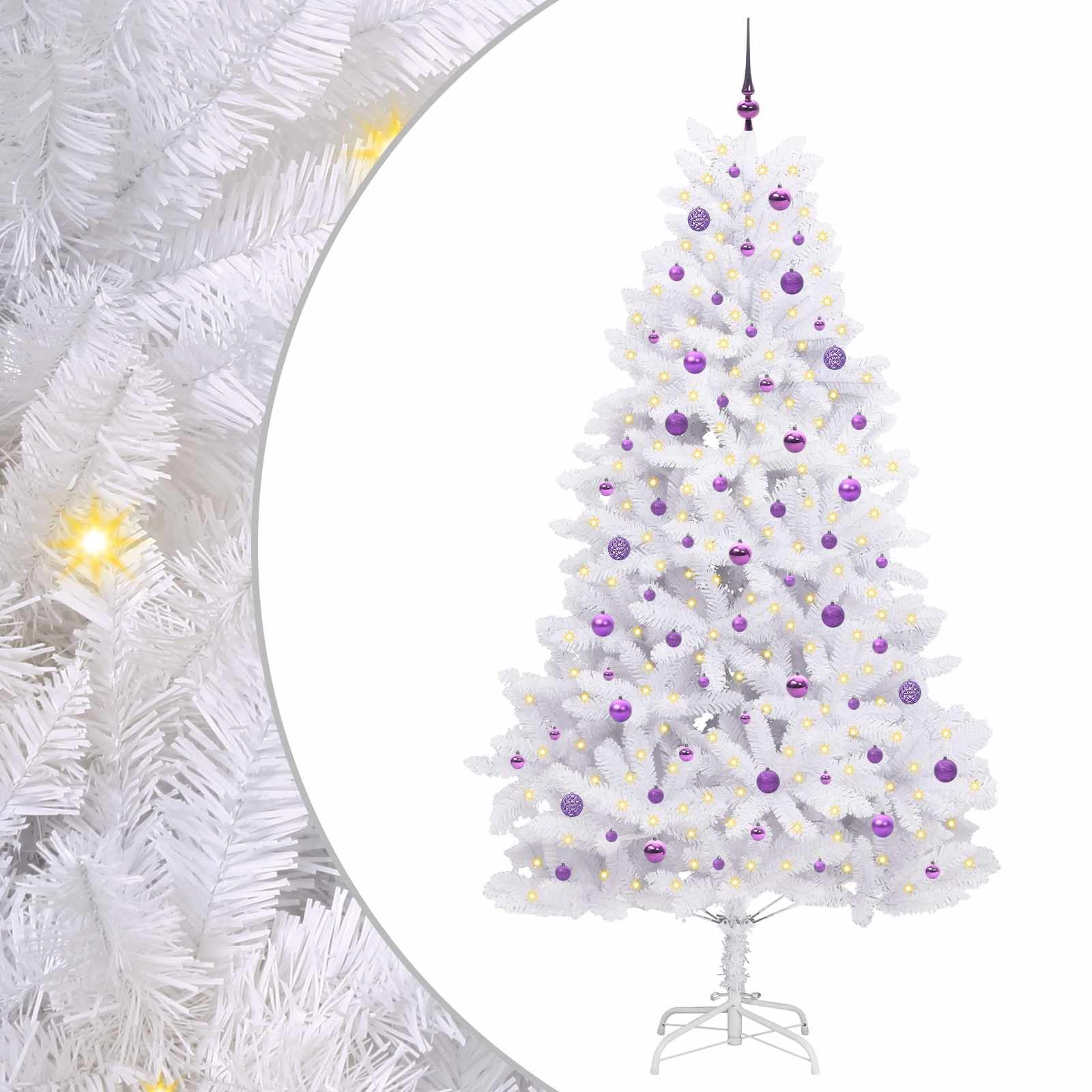vidaXL Künstlicher Weihnachtsbaum Künstlicher klappbarer Weihnachtsbaum Weiß 240 cm PVC und Stahl