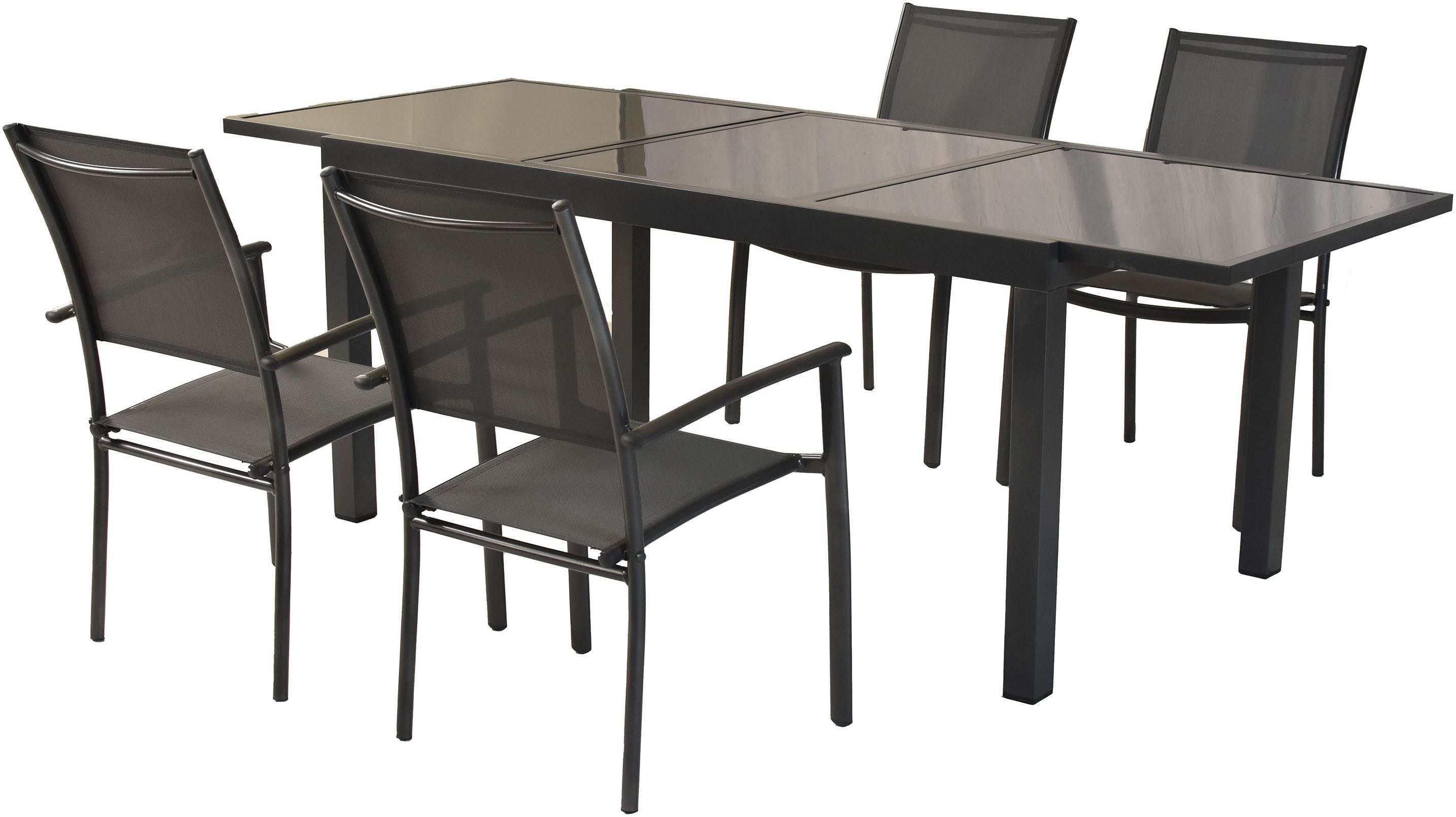 MERXX Garten-Essgruppe »Milano«, (Set, 5-tlg), Sessel stapelbar, Tisch ausziehbar