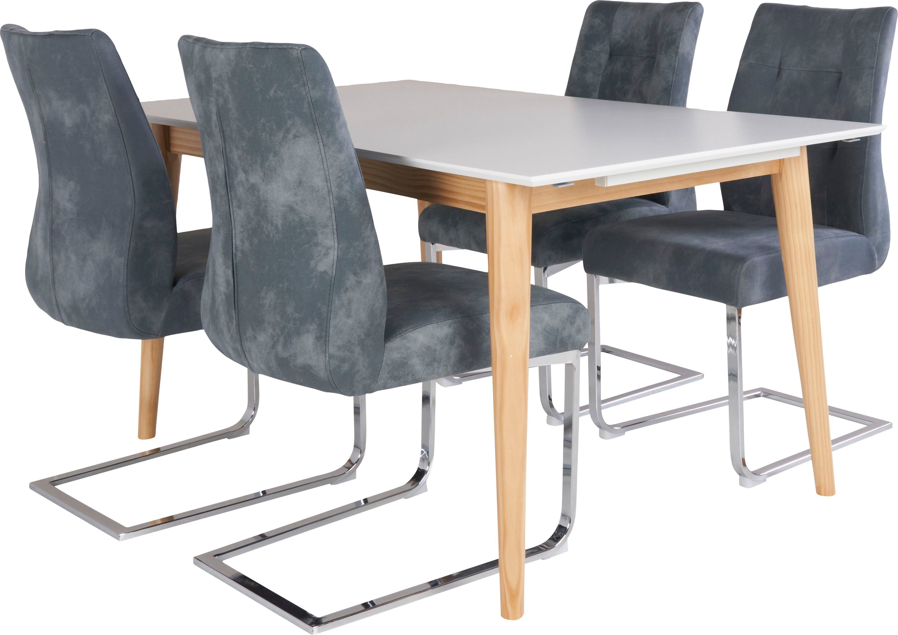 Homexperts Essgruppe Tisch ausziehbarem 5-tlg), (Set, mit Odense, blau/weiß
