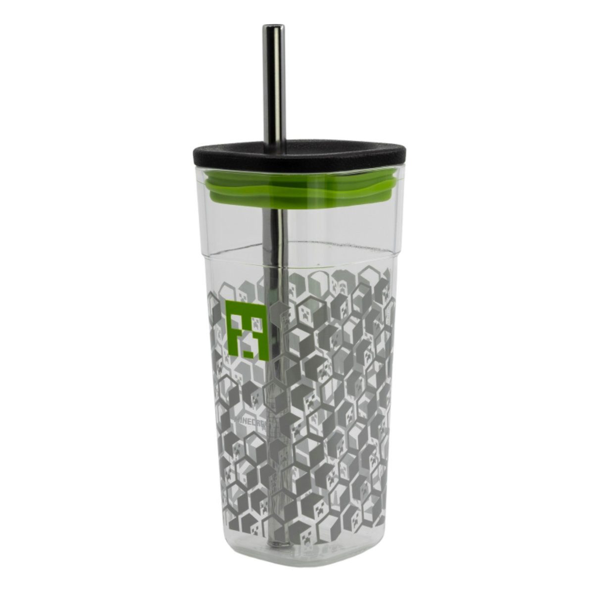 Minecraft Becher Minecraft Creeper Gamer Trinkbecher mit Edelstahl Trinkhalm 540 ml, Kunststoff