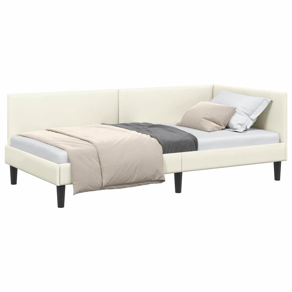 vidaXL Bett Eckbettgestell mit Kopfteil Creme 80 cm x 200 cm Stoff (1-tlg) günstig online kaufen
