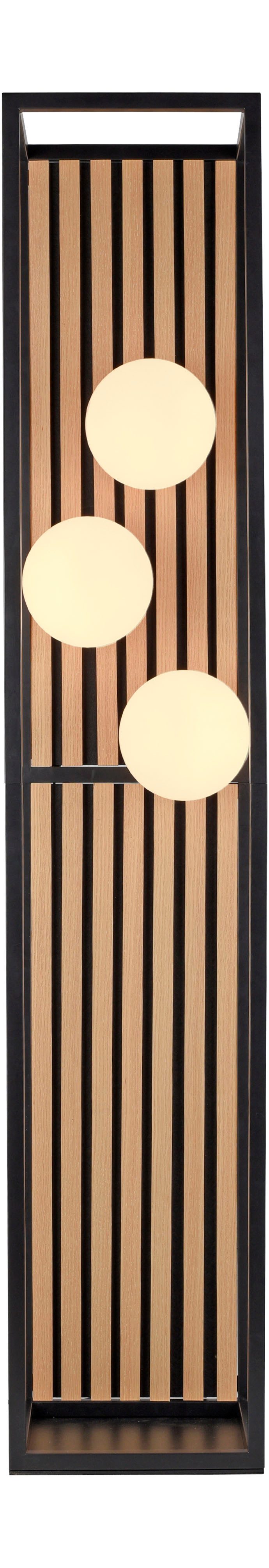 OTTO home Stehlampe Evinnia Akustikpaneele mit Glaskugeln, Ein-/Ausschalter, ohne Leuchtmittel, Leuchtmittel wechselbar, Warmweiß, Holz, Akustik, Paneele, Glas, – Bild 5 von 5