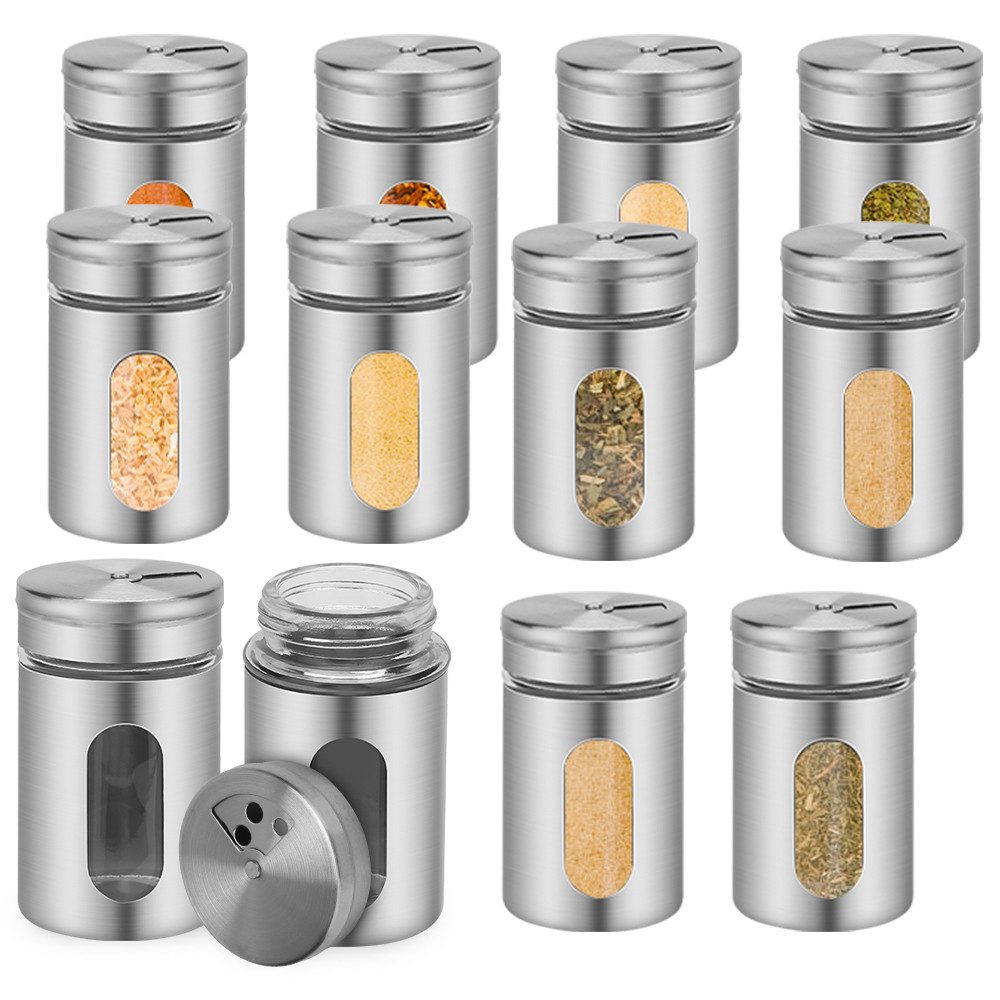 Clanmacy Шейкер для специй Шейкер для специй Salz-Pfeffer Pfeffer- Солонки Edelstahl 12er/24er, (Set, 12-tlg), Anwendungen wie Salz, Pizzagewürz
