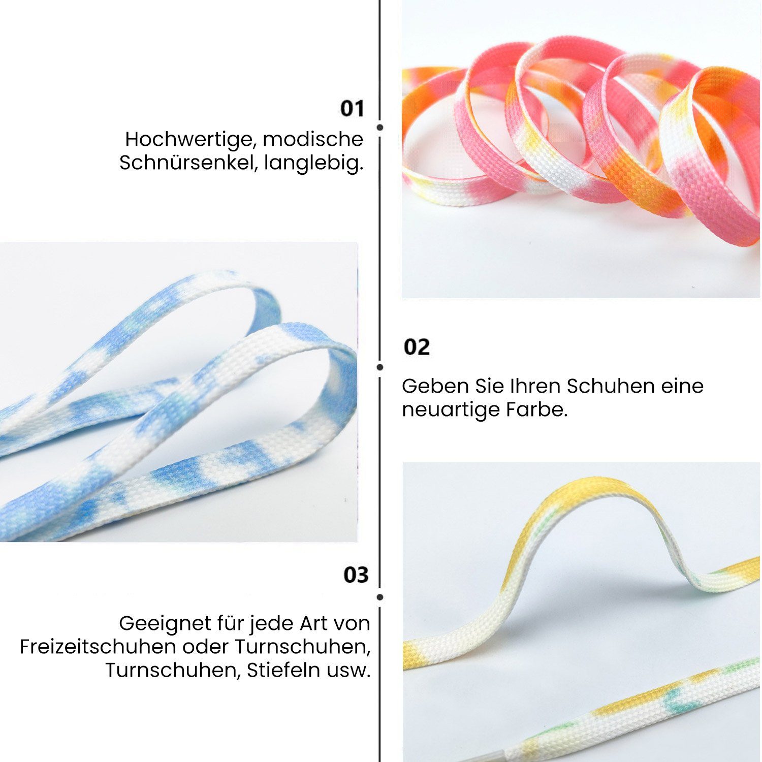 Paar Turnschuhe Schuhbänder 8 mm Flache Daisred Schnürsenkel Grau für 1 Ersatz Bunte