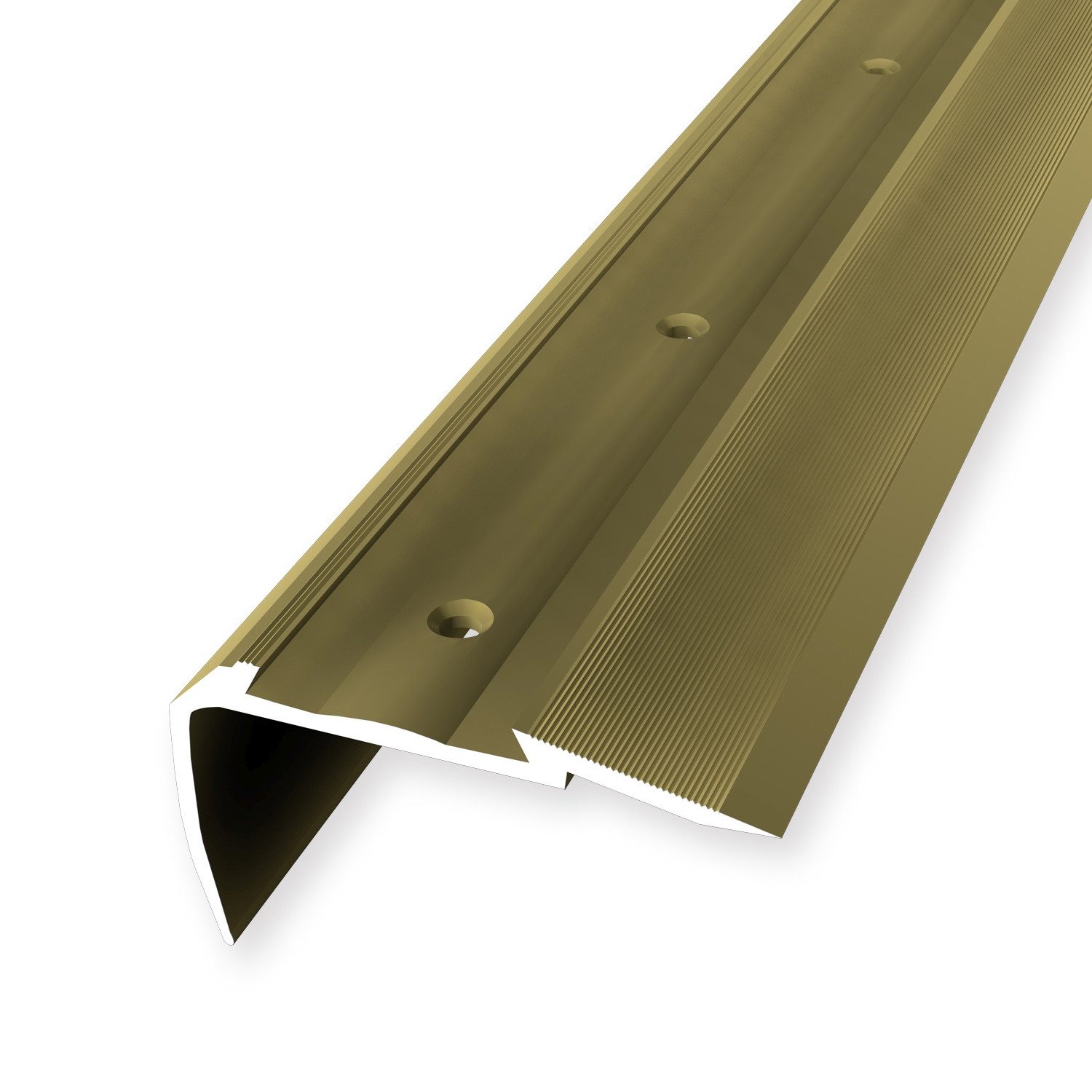 Küberit Treppenkantenprofil 34 x 60 x 2500 mm Winkelprofil Gold Gebohrt Aluminium