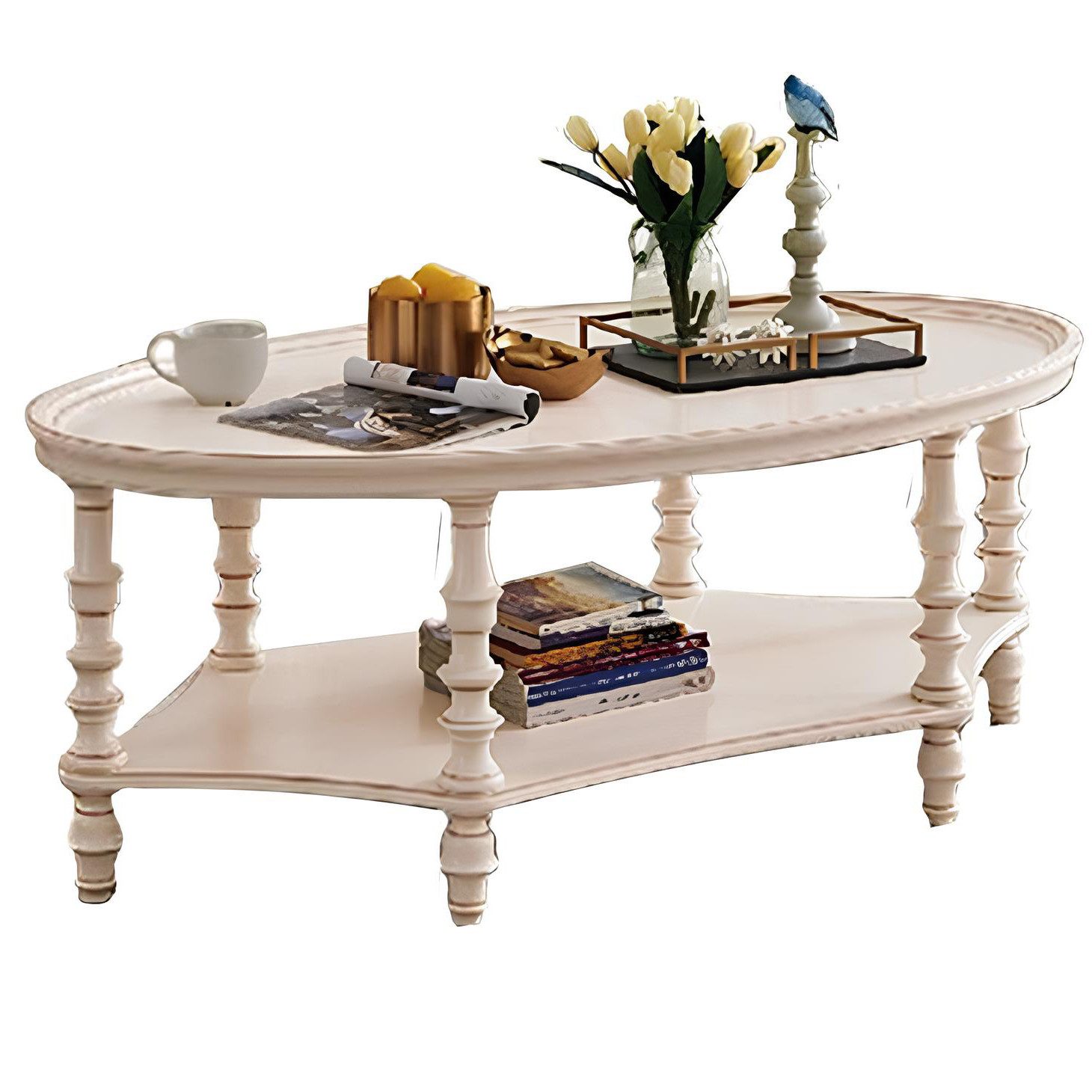 Xlmoebel Couchtisch Ovaler Wohnzimmertisch aus Holz im eleganten Design (Packung, Couchtisch), Hergestellt in Europa