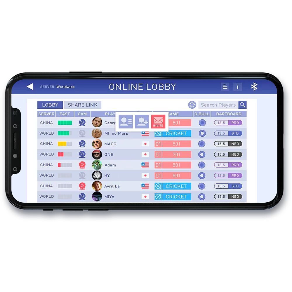 Kings Dart Dartscheibe Smart-Dartboard Dartworld C1, Umfangreiche App mit erstklassiger Benutzerführung