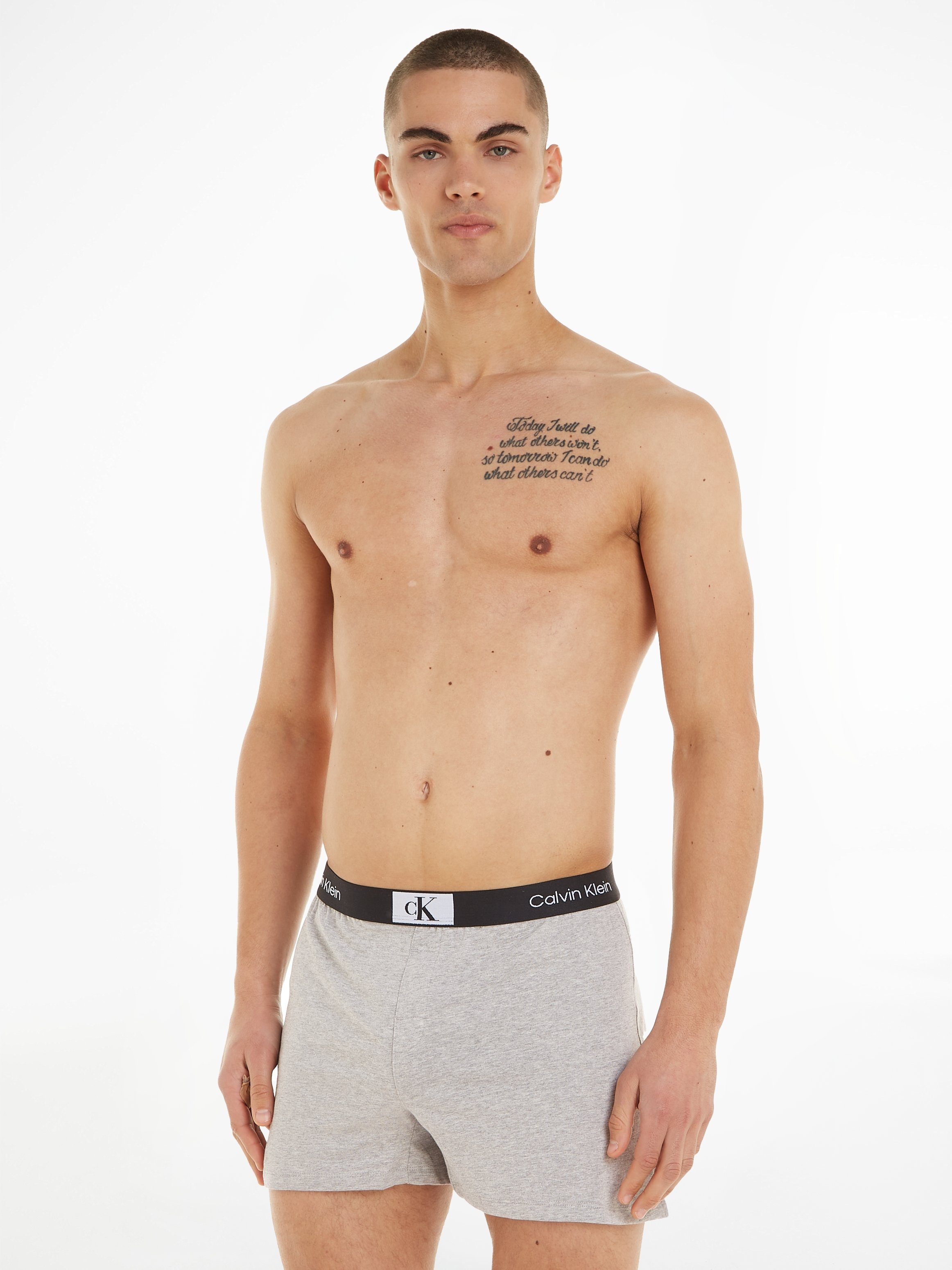 GREY-HEATHER SHORT Klein Logobund mit klassischem Underwear Calvin SLEEP Schlafshorts