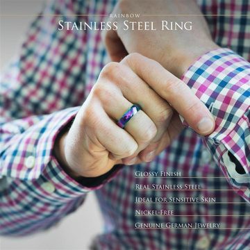 BUNGSA Fingerring Ring Regenbogen Bunt aus Edelstahl Unisex (Ring, 1-tlg), Damen Herren