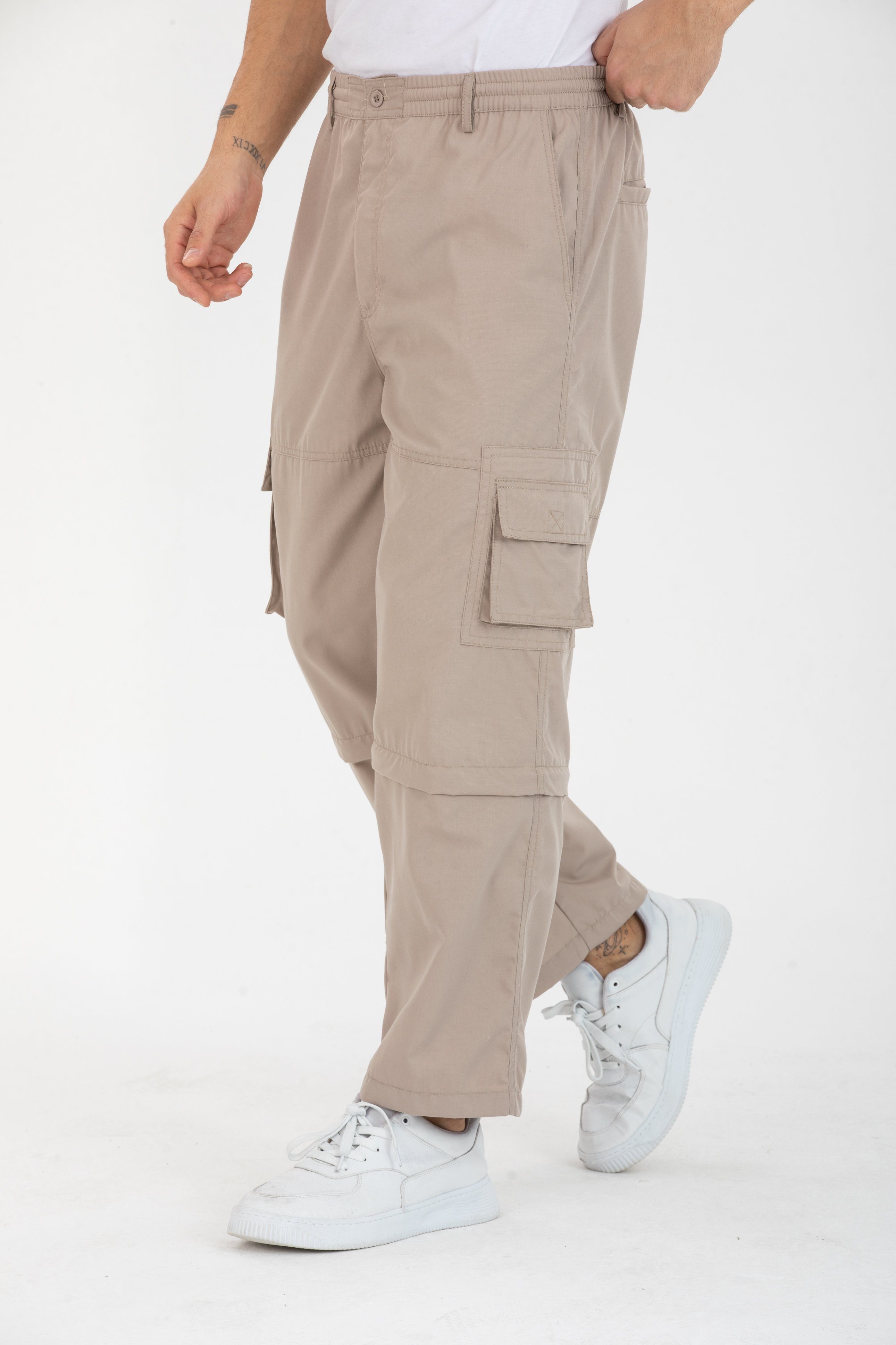 Kendindza Collection Cargohose Herren Zipp Off Cargohose Dehnbund Arbeit Hose Rangerhose Cargo Hose Gummibund elastisch, abnehmbare Beine, 6 Taschen – Bild 3 von 5