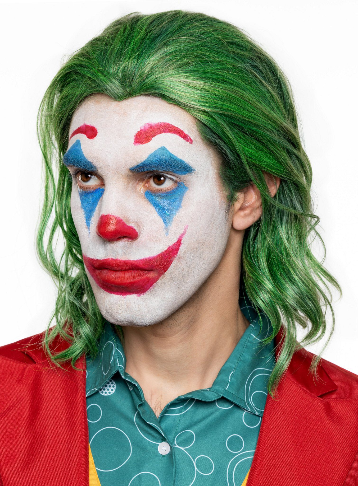Maskworld Kostüm-Perücke Joker Perücke Joaquin - Faschingsperücke Clown, Hochwertige, grüne Perücke - passend zum aktuellen Kinofilm 'Joker 2'