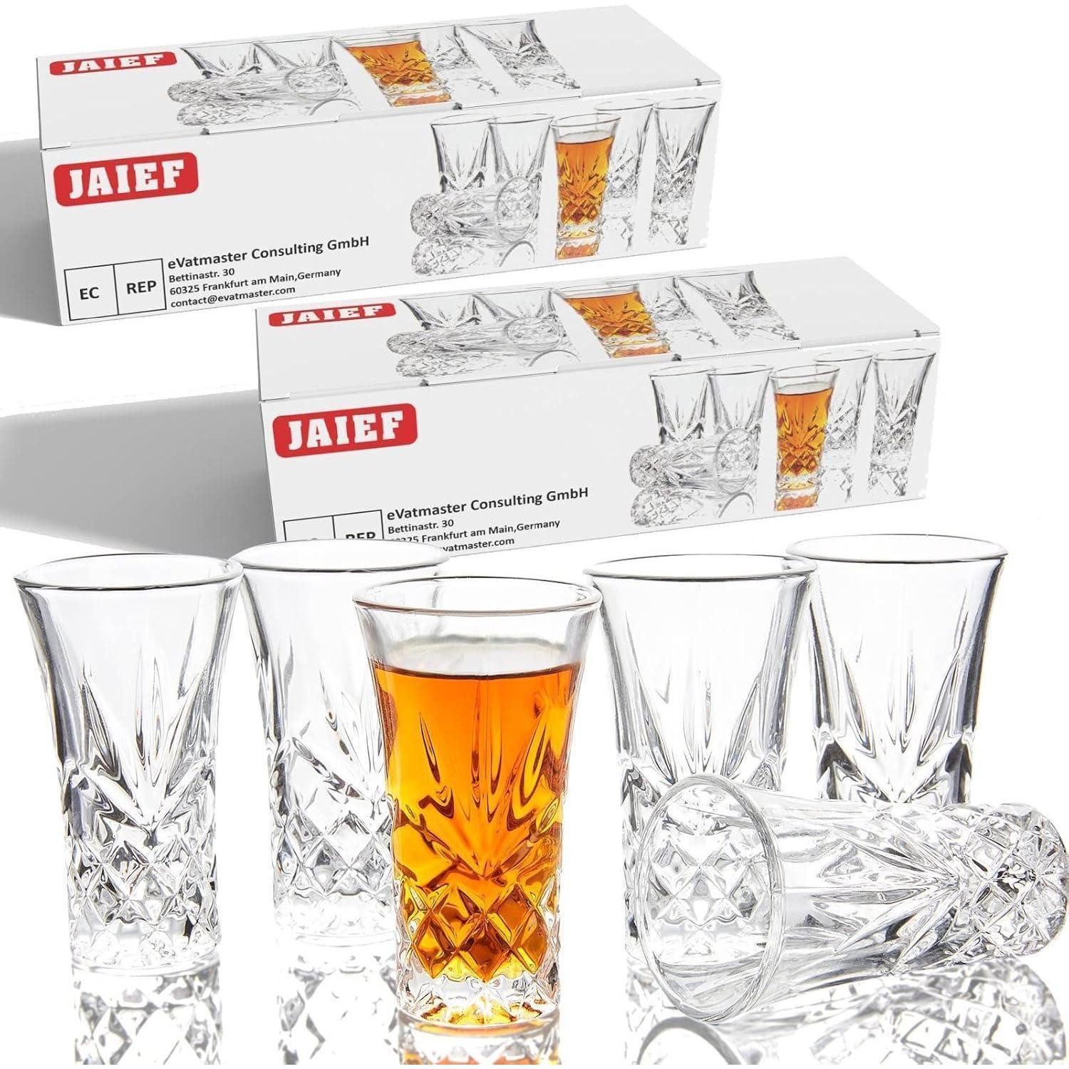LuxusKollektion Schnapsglas Tequila Gläser 60ml Boden 12 Stück, Glas