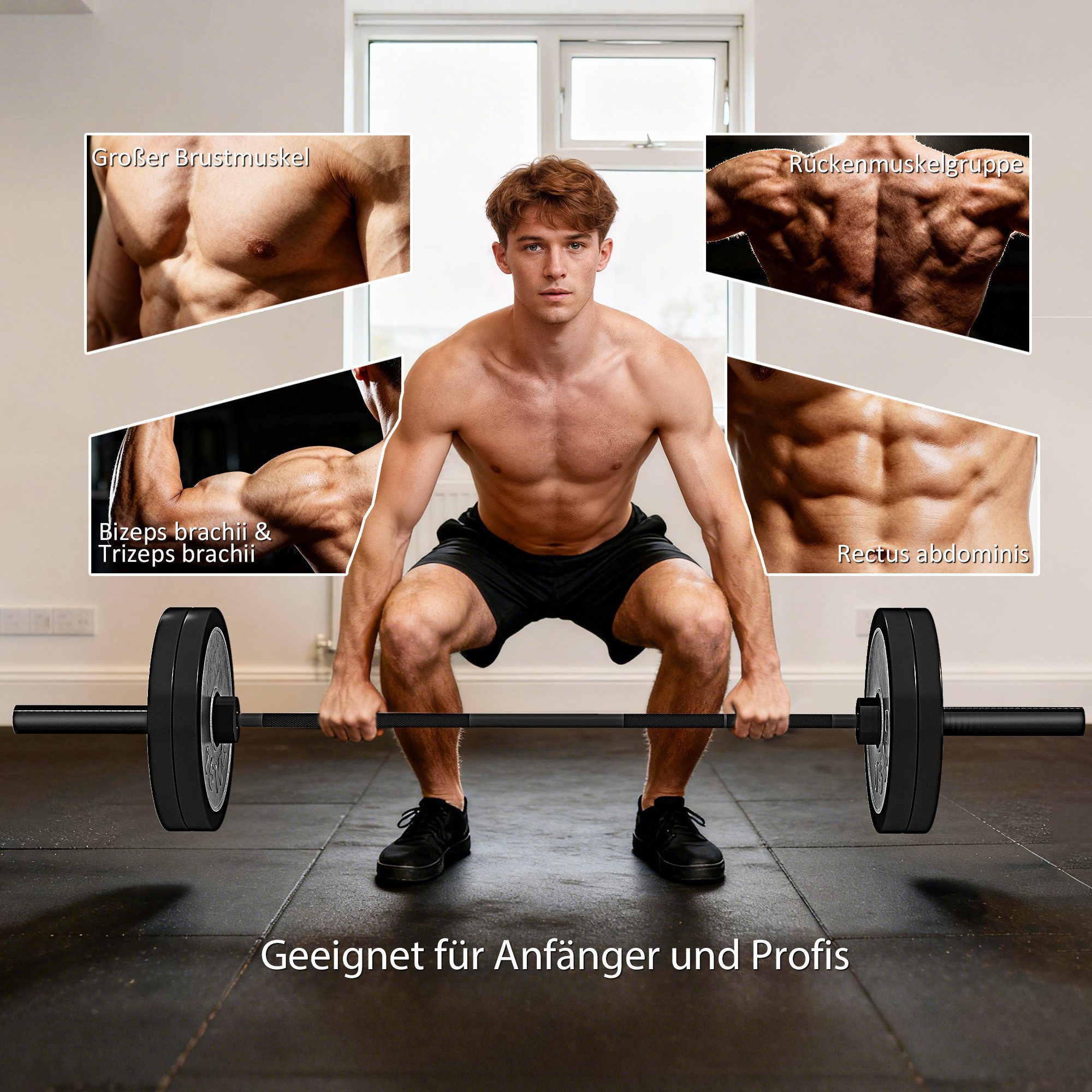 SPORTNOW Langhantelstange mit Verlängerte Hülsen, 50mm Aufnahme, Rutschfest Griff, Stahl, 180 cm (Langhantel, 1-tlg., 200kg Stahl Hantelstange), Barbell für Krafttraining Weightlifting Powerlifting