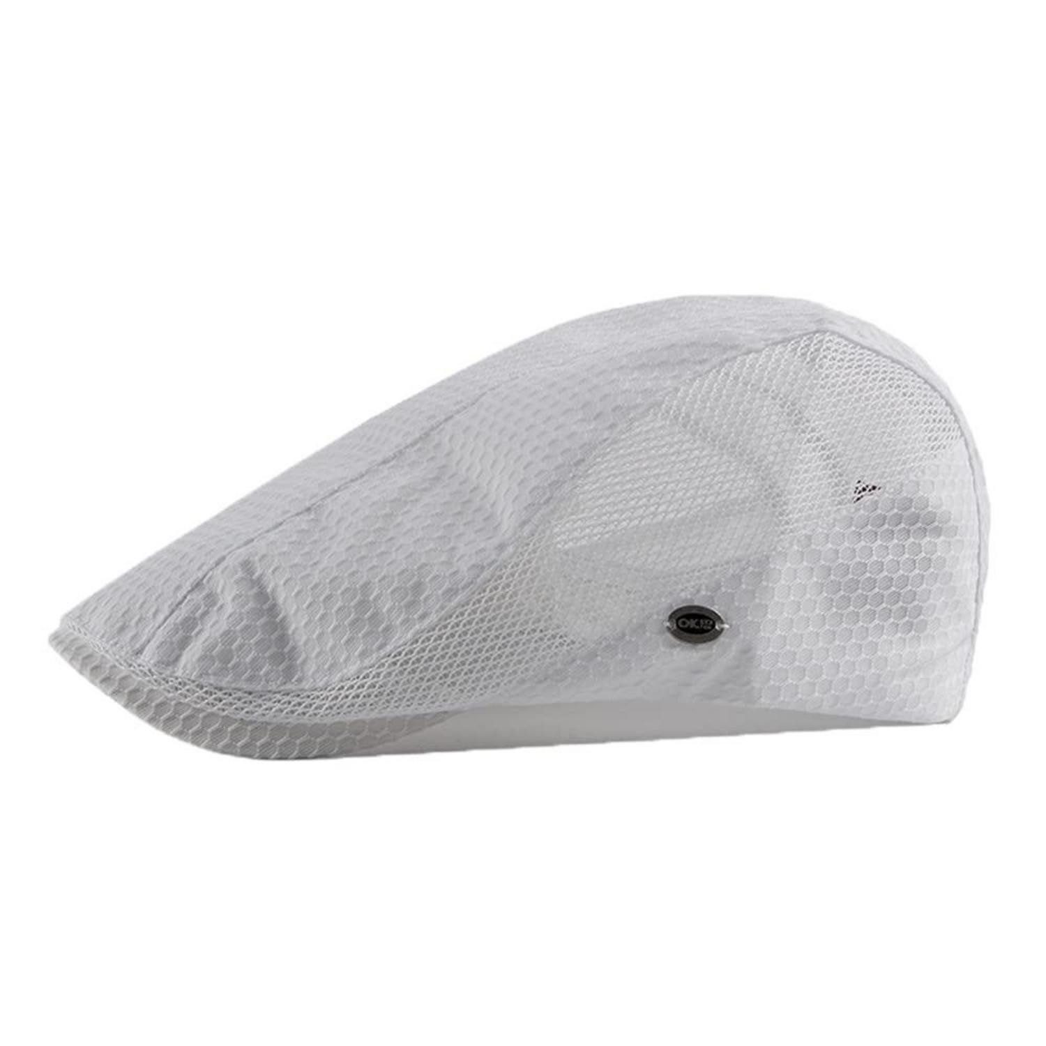 LuxusKollektion Schiebermütze Schiebermütze Herren Damen Flatcap Barett Mesh Einheitsgröße 1 Weiß