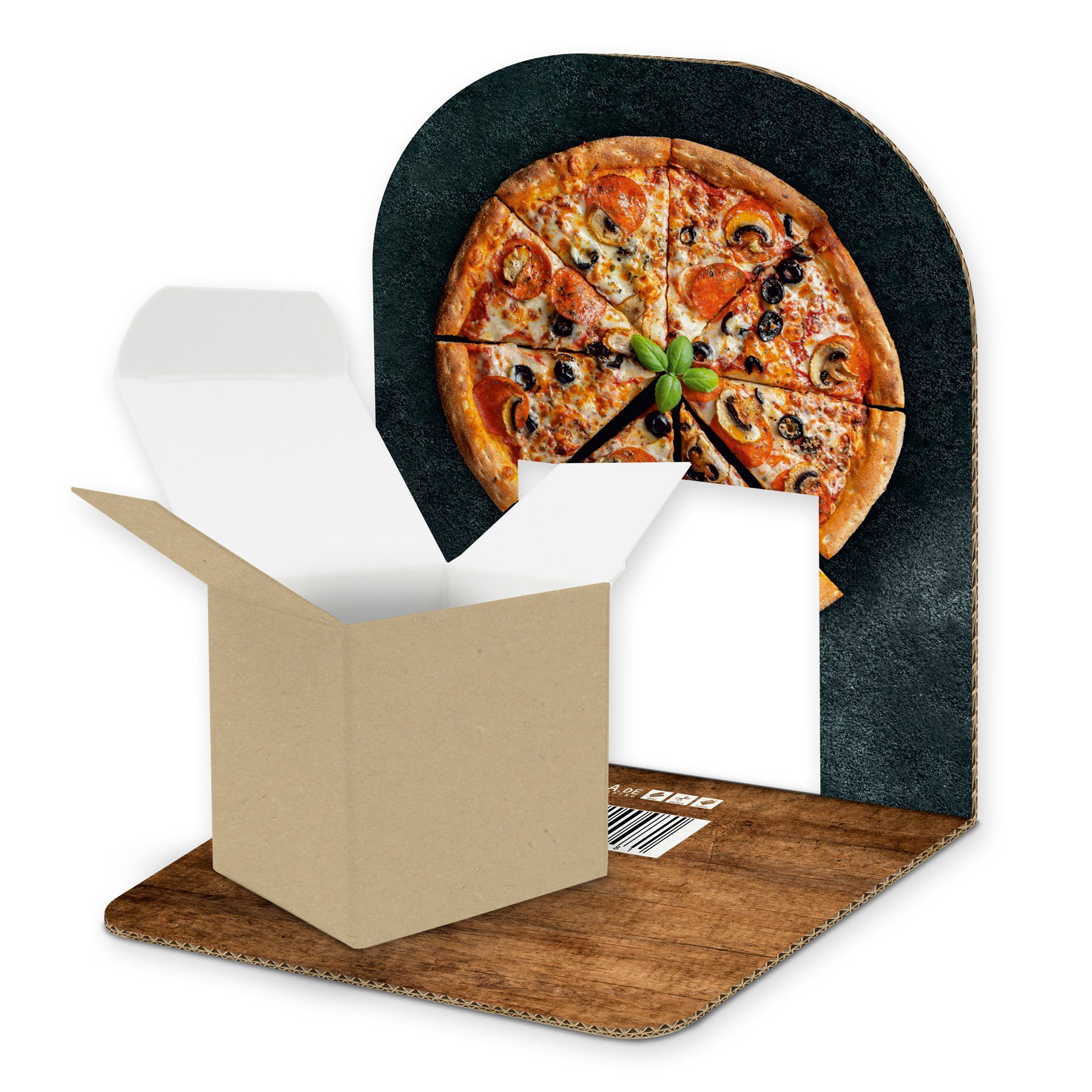 itenga Grußkarten Würfel Aufsteller Pizza (Mo Geldgeschenkverpackung Holz I itenga Basic