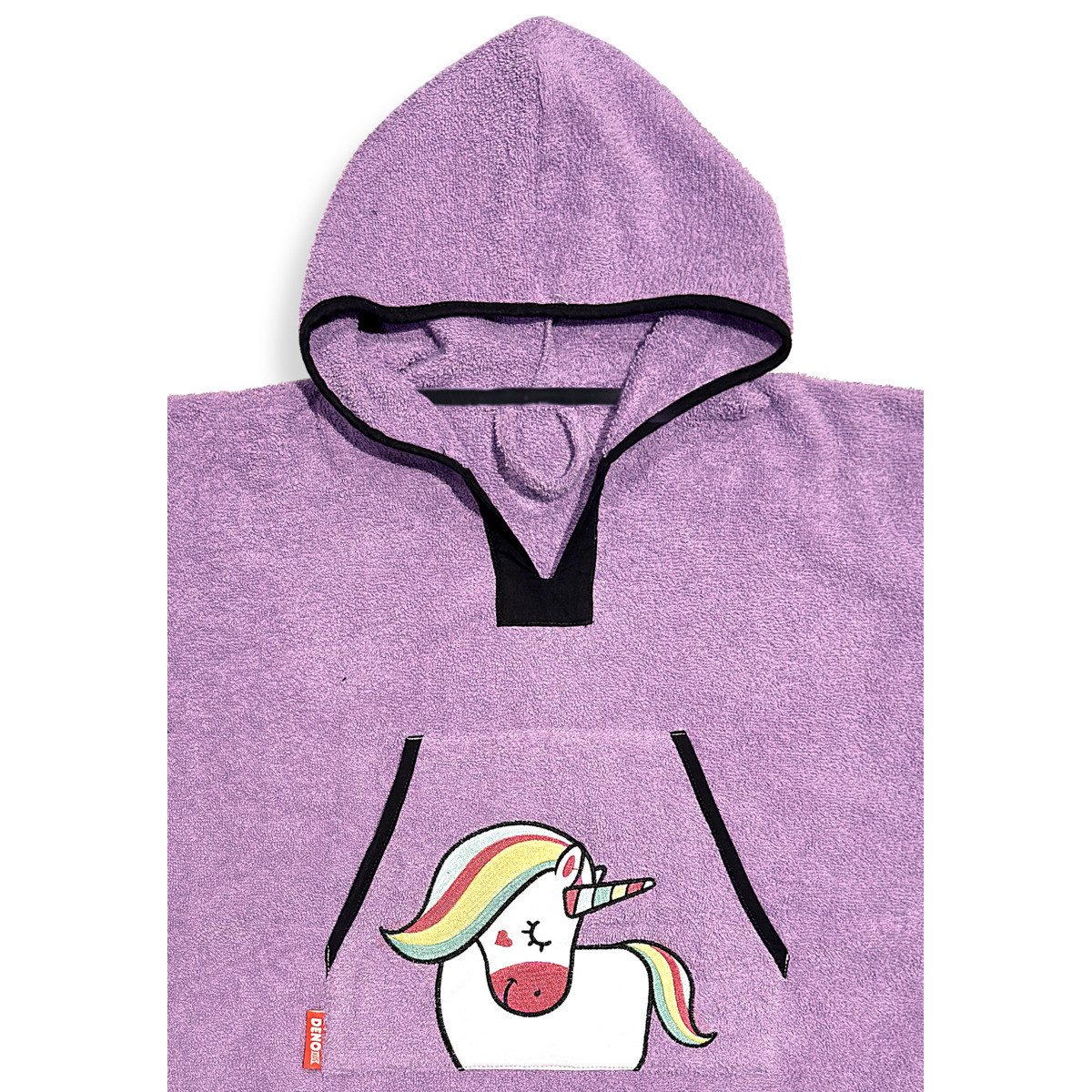 Denokids Badeponcho Poncho Towel Unicorn Lilac Mädchen, Knielang, Keine / nicht relevant, Logo, Schlupf / Knopf, Badeponcho, Bademantel, Badehandtuch, Badetextilien, Cardigan