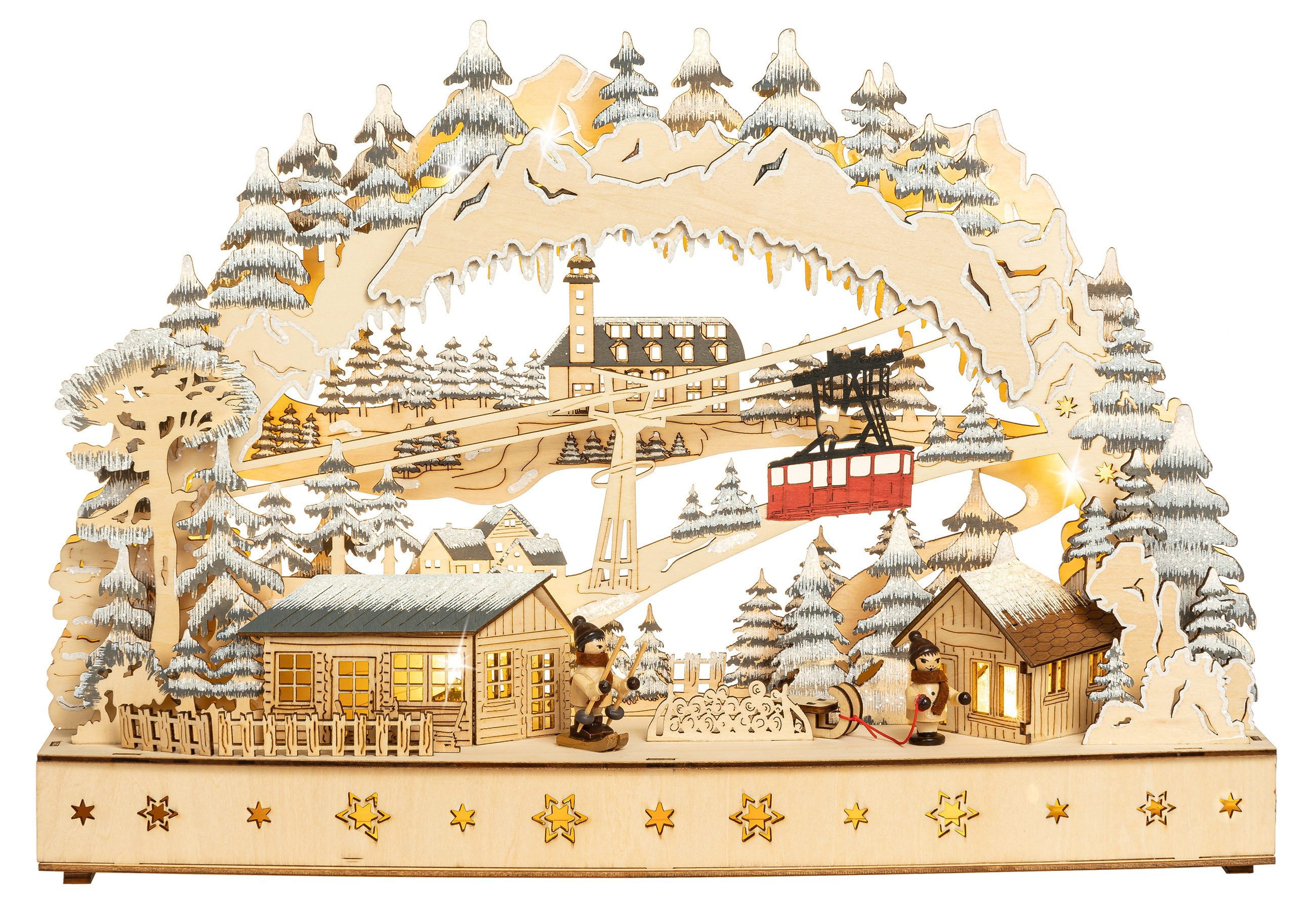 SIKORA Schwibbogen LB83 beleuchteter LED Schwibbogen aus Holz mit Gondel Motiv, sanft beleuchtet für ein weihnachtlich festliches Zuhause