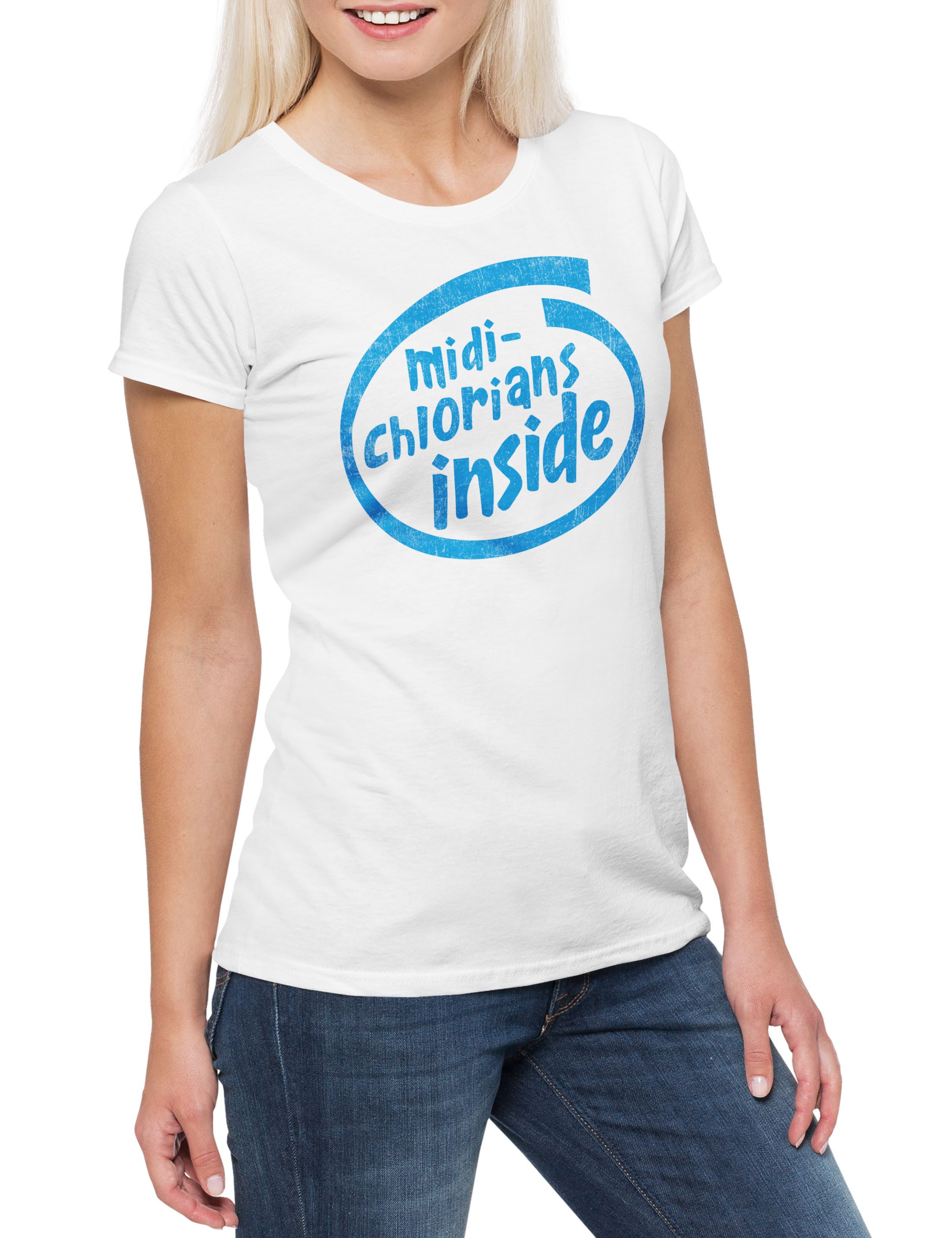 Print-Shirt Midi-Chlorians Inside Damen T-Shirt Star Midi-Chlorianer Jedi Fun Geek