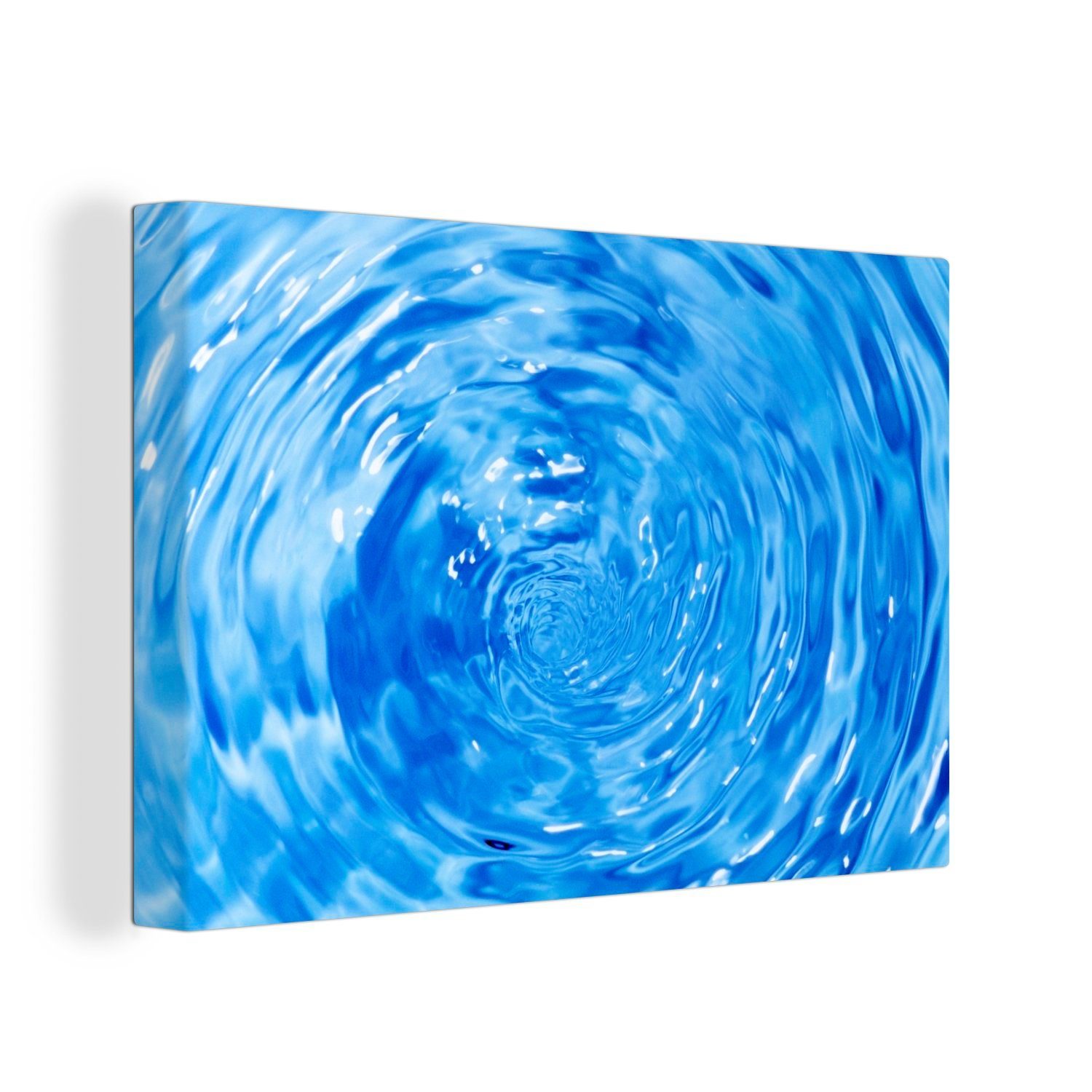OneMillionCanvasses® Leinwandbild Blick auf einen Strudel im blauen Wasser von oben, (1 St), Wandbild Leinwandbilder, Aufhängefertig, Wanddeko, 30x20 cm