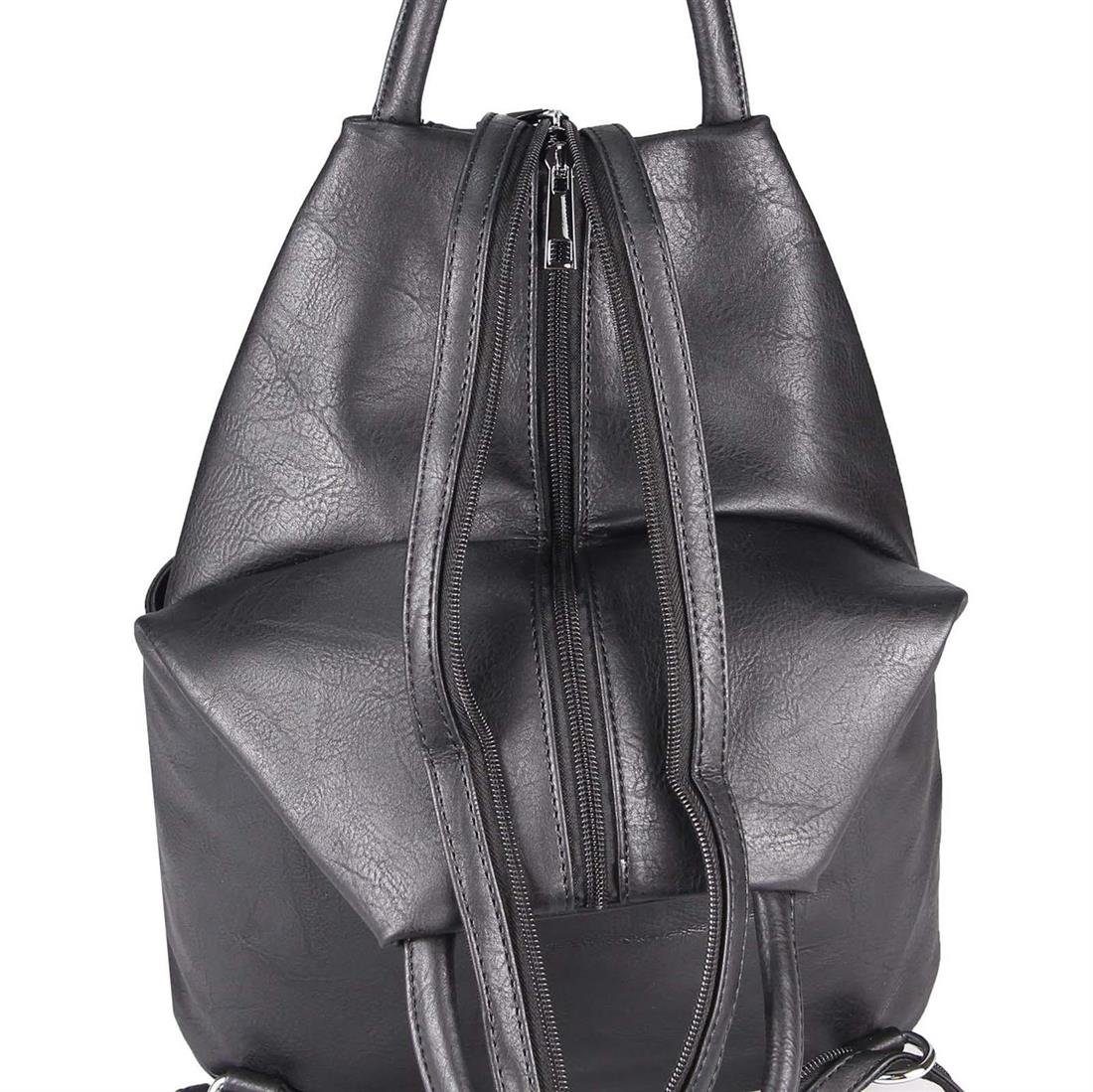 ITALYSHOP24 Rucksack Damen City- TagesRucksack Daypack Backpack Tasche Schultertasche Sport, Handtasche tragbar, Leder Optik viele Farben/Variationen, Schule Reise