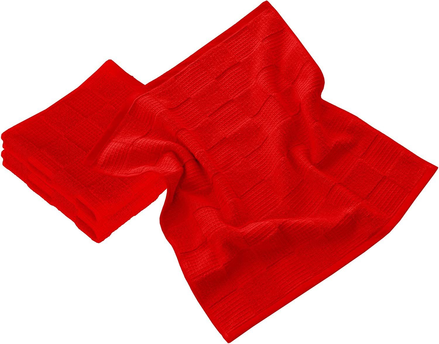rot Damen Handtücher Frottee 3-tlg), (Set, Waffelpikee cm 50x50 - Lissabon, Lashuma Geschirrtuch Geschirr