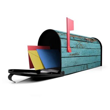 banjado Amerikanischer Briefkasten Mailbox Blaue Holzlatten (Amerikanischer Briefkasten, original aus Mississippi USA), 22 x 17 x 51 cm