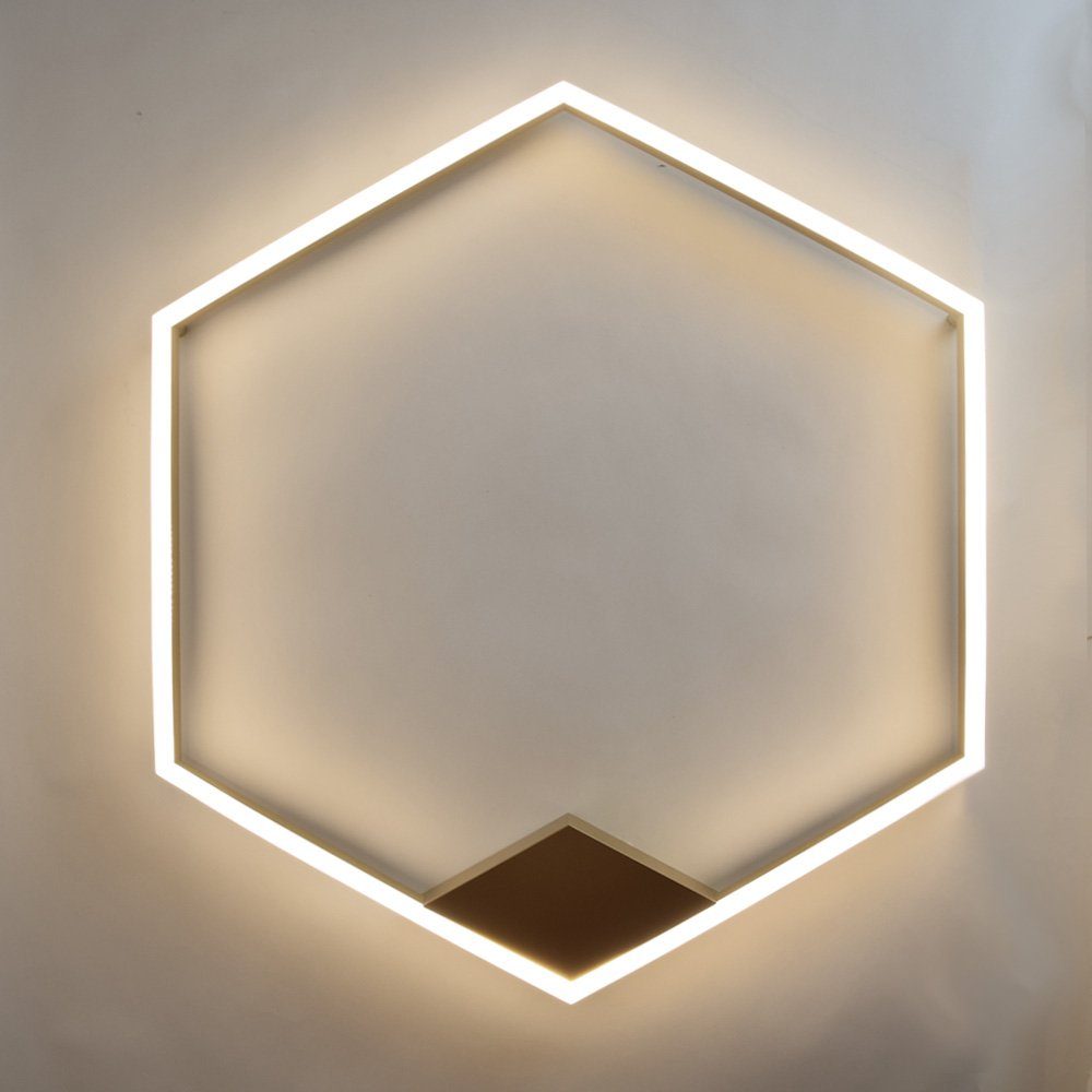 s.luce Deckenleuchte LED Aluminium, Warmweiß Deckenlampe modern flach Hexa eckig