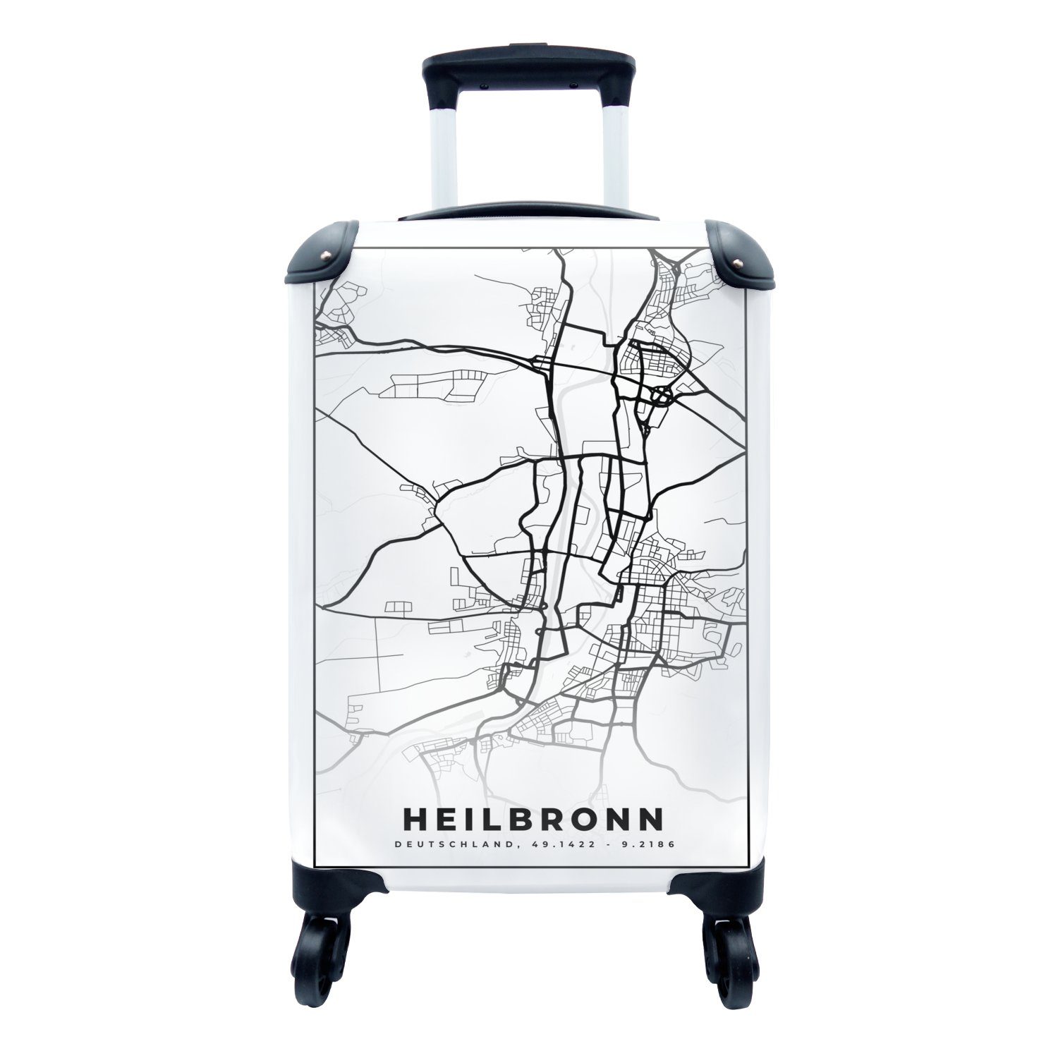 Ferien, Trolley, - - MuchoWow Handgepäck Reisekoffer Reisetasche mit 4 Karte Heilbronn Stadtplan, rollen, für Rollen, Handgepäckkoffer