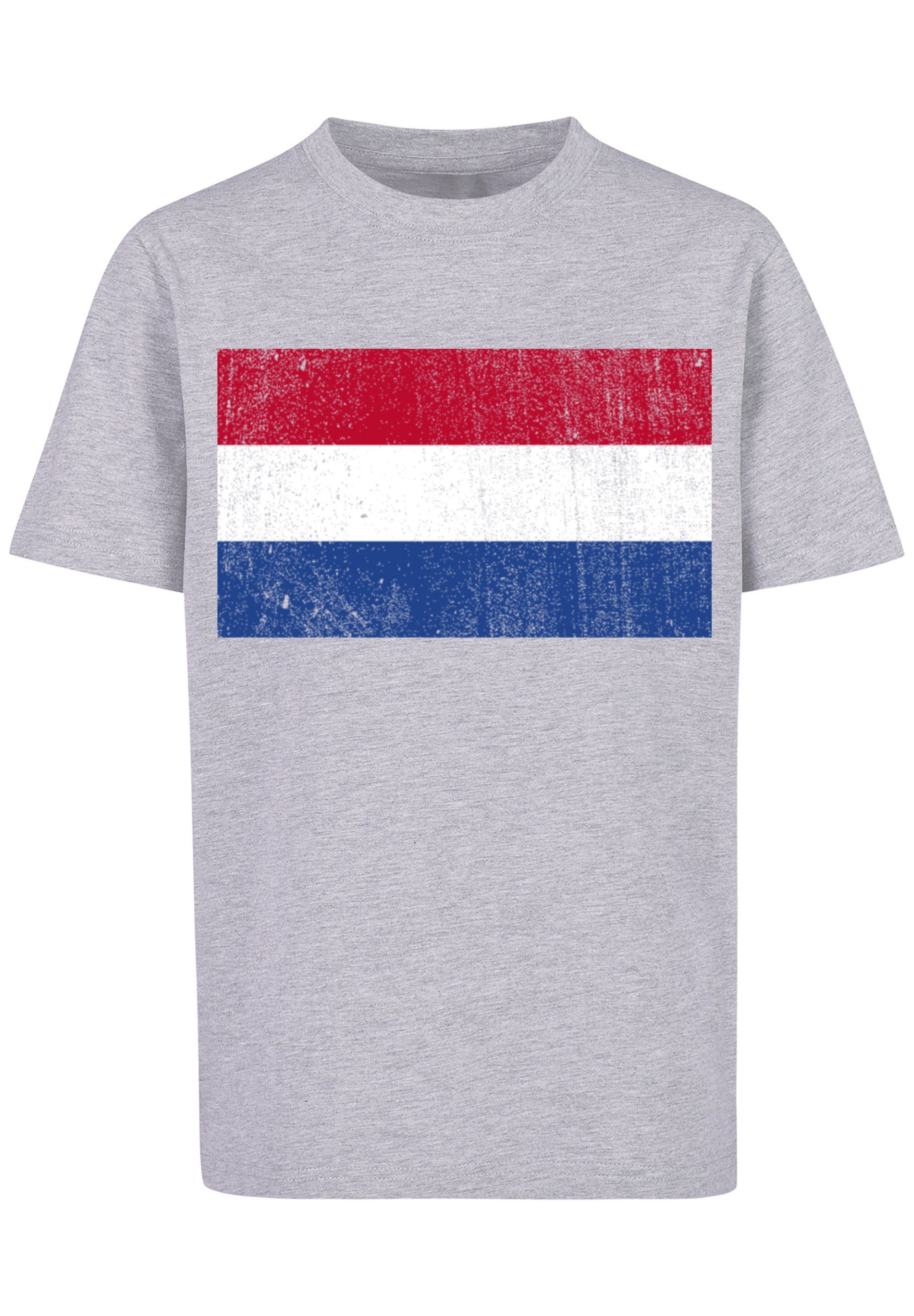 Flagge Netherlands T-Shirt heather Print NIederlande Holland distressed F4NT4STIC grey