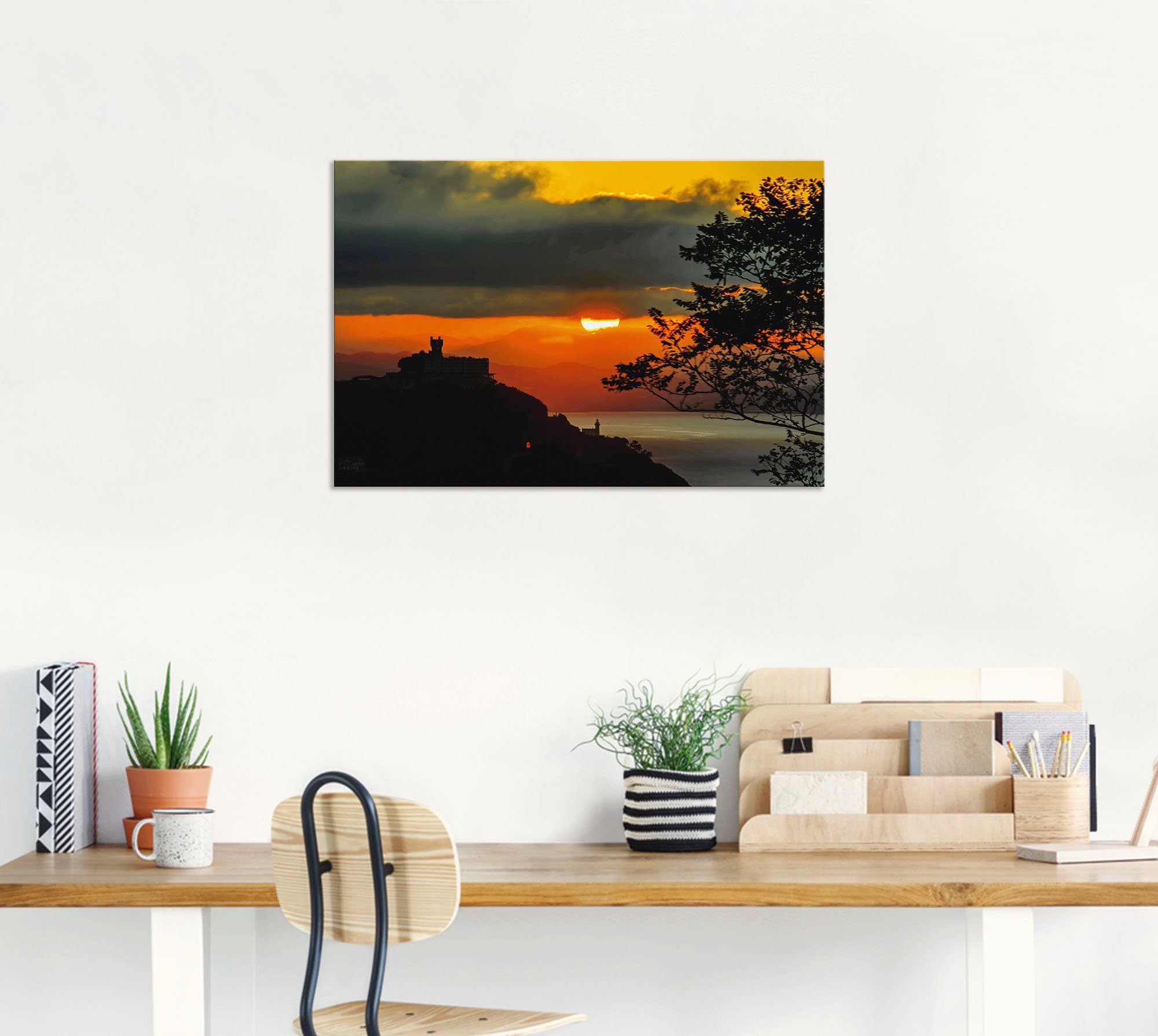Artland Wandbild Sonnenuntergang (1 Leinwandbild, Donostia, -untergang versch. & Alubild, Sebastian Sonnenaufgang Größen St), in San oder Wandaufkleber Poster als