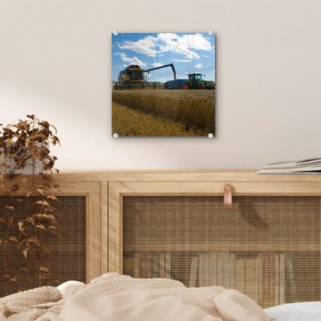 MuchoWow Acrylglasbild Traktor - Bauernhof - Landleben - Ernte - Getreide, (1 St), Glasbilder - Bilder auf Glas Wandbild - Foto auf Glas - Wanddekoration