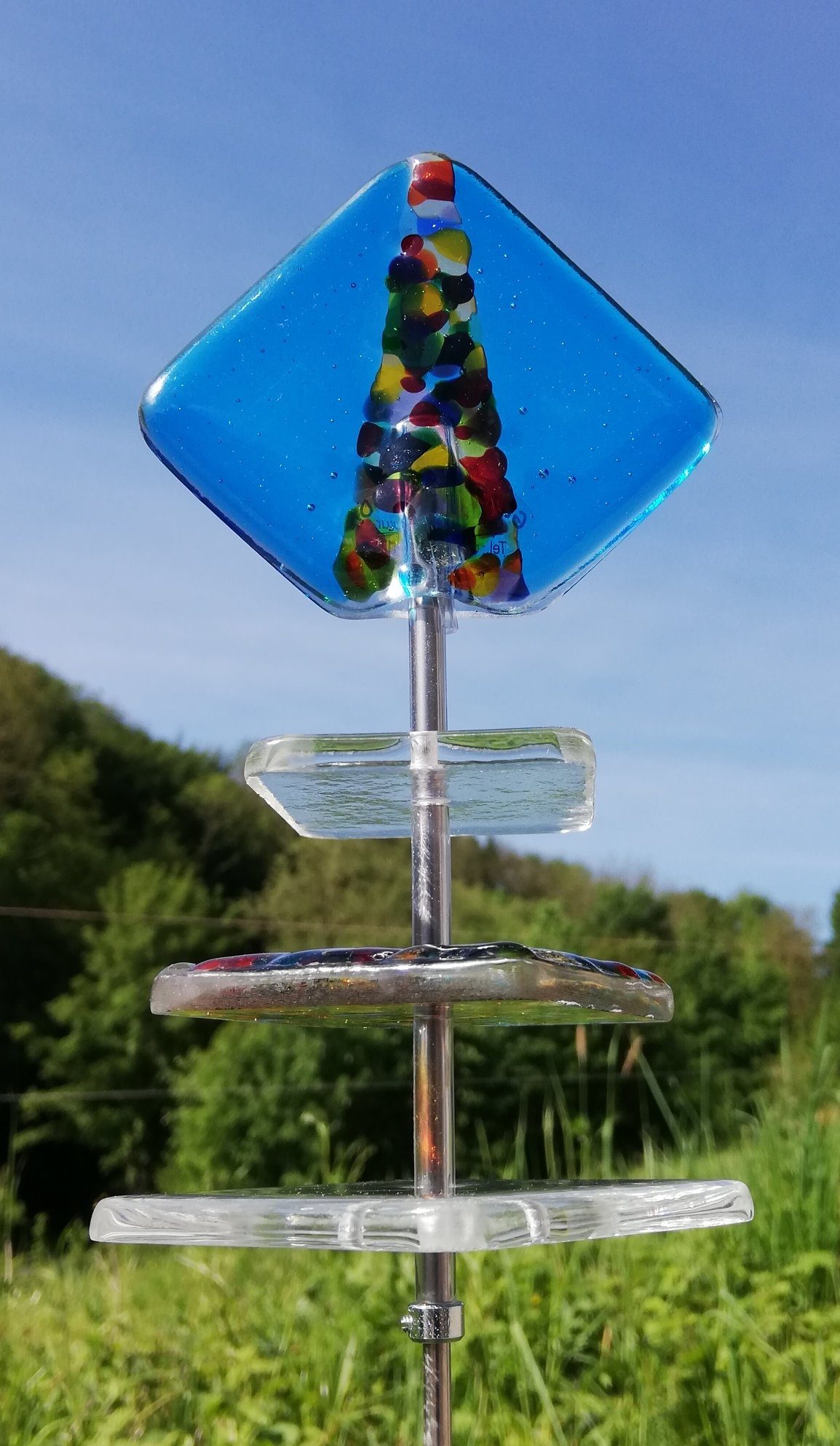 Glas-Stadl Die Glas Fusing Manufaktur Gartenstecker Sonnenfänger Gartenstecker - Ein Sonnentänzer - Sun Swinger