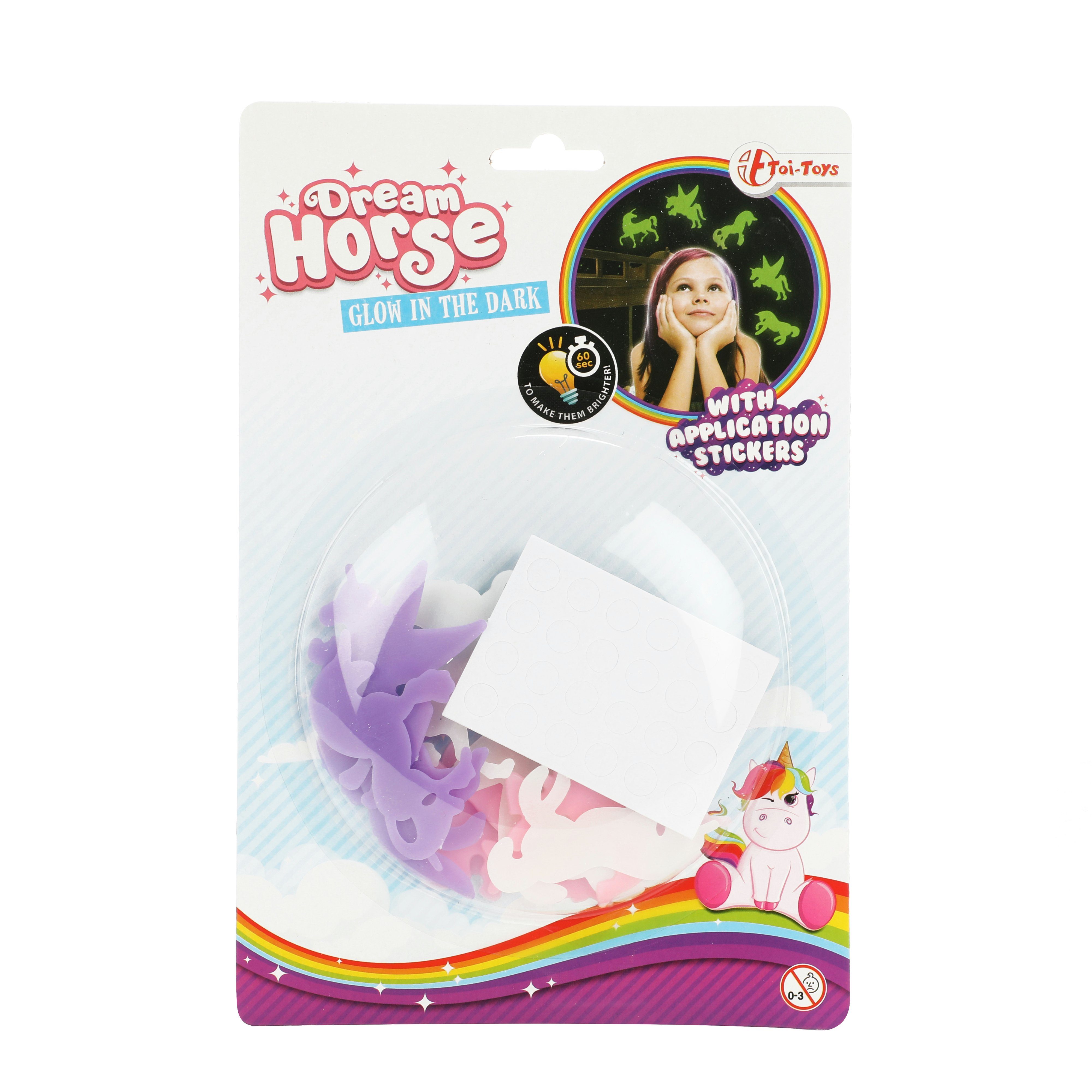 Toi-Toys Aufkleber DREAM HORSE Glow in The Dark Shapes Einhorn-Aufkleber (12 Stück)