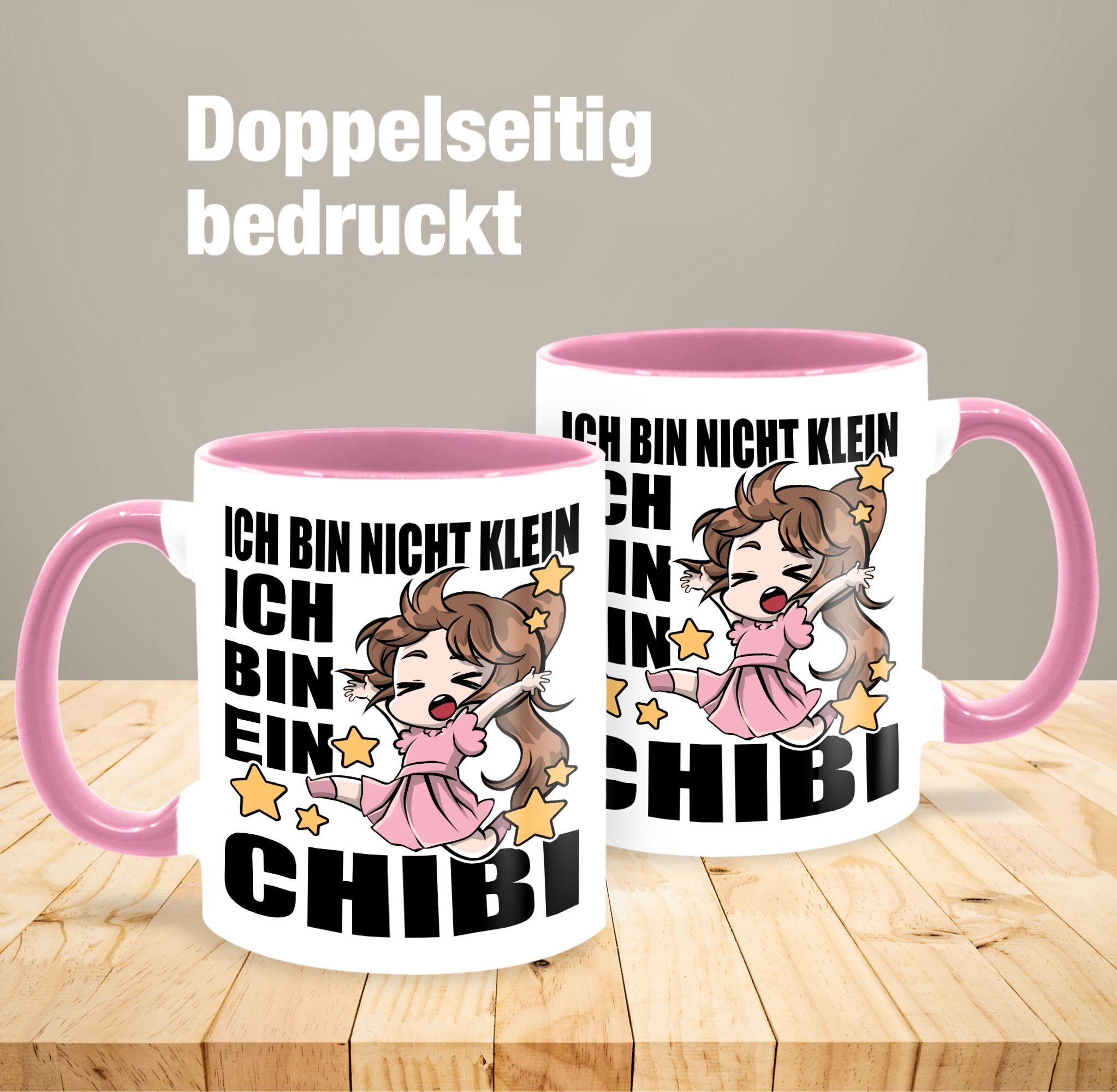 ich - Merch Chibi 1 Rosa ein bin Shirtracer nicht Keramik, Tasse schwarz, Anime ich bin klein Kaffeetasse