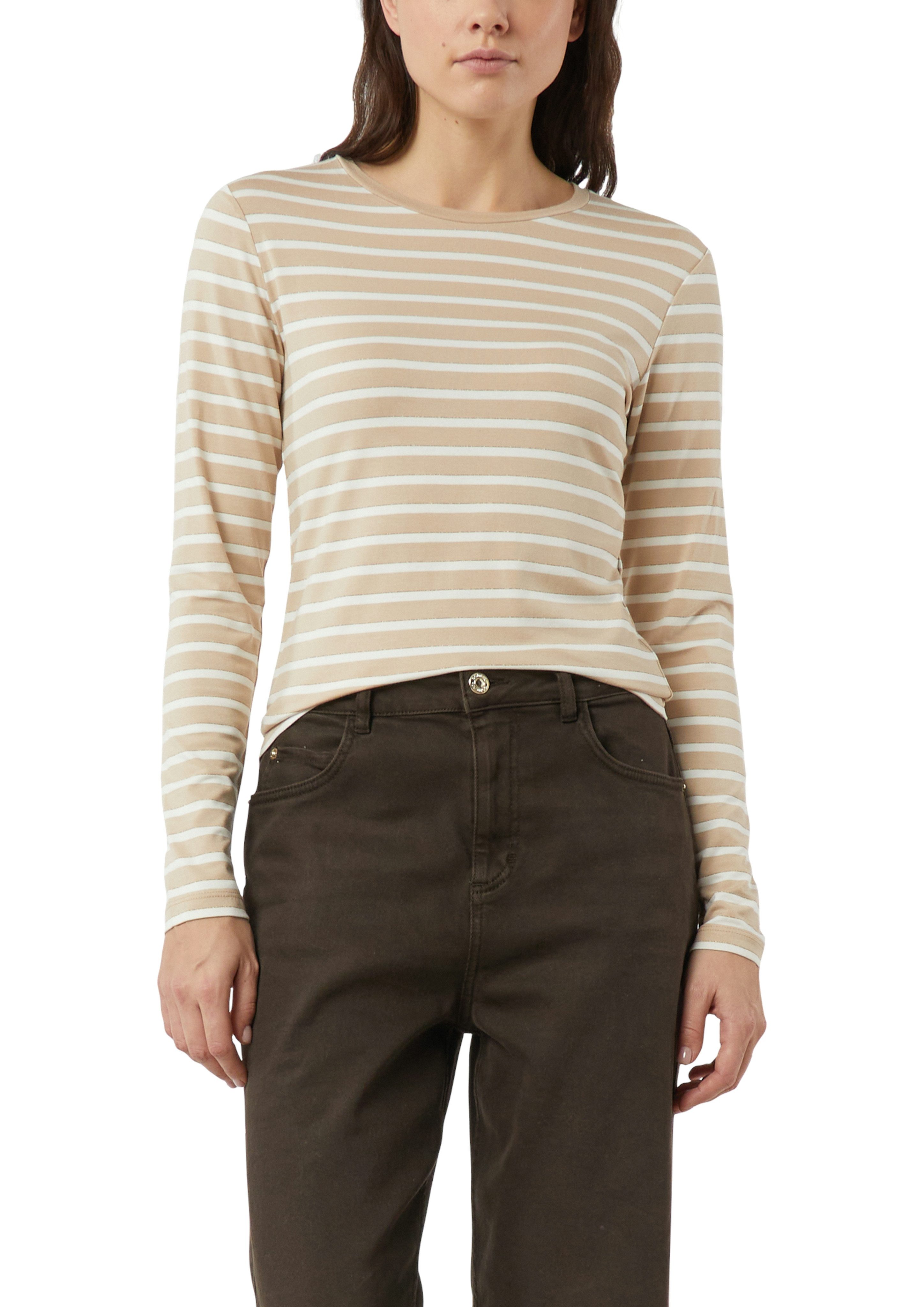 comma Langarmshirt geringelt, mit Glitzer-Fäden günstig online kaufen