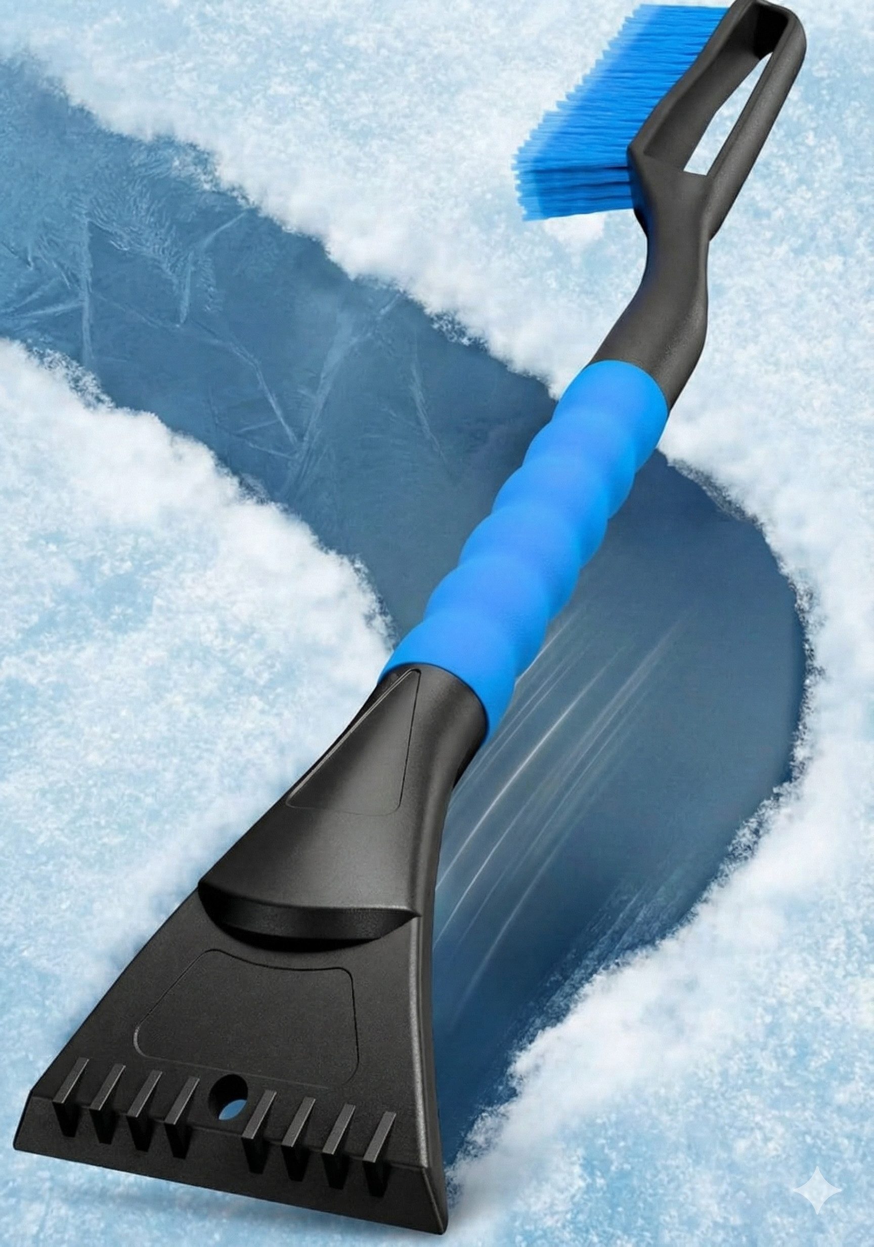 Lyvanas Eiskratzer Auto mit Besen, Ergonomischer Profi Schneebesen Auto schnell & stark Langlebiger & schonender Scheibenkratzer Auto lang & vielseitig