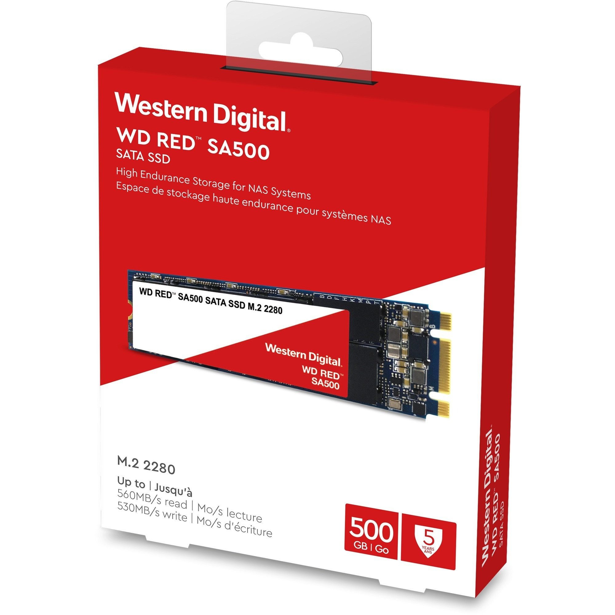 Western Digital WD RED SA500 500GB NAS SSD M.2 2280 interne SSD (500 GB) M.2" 560 MB/S Lesegeschwindigkeit, 530 MB/S Schreibgeschwindigkeit, NAS-optimiert, 3D NAND, 24/7-Betrieb, hohe TBW-Ausdauer