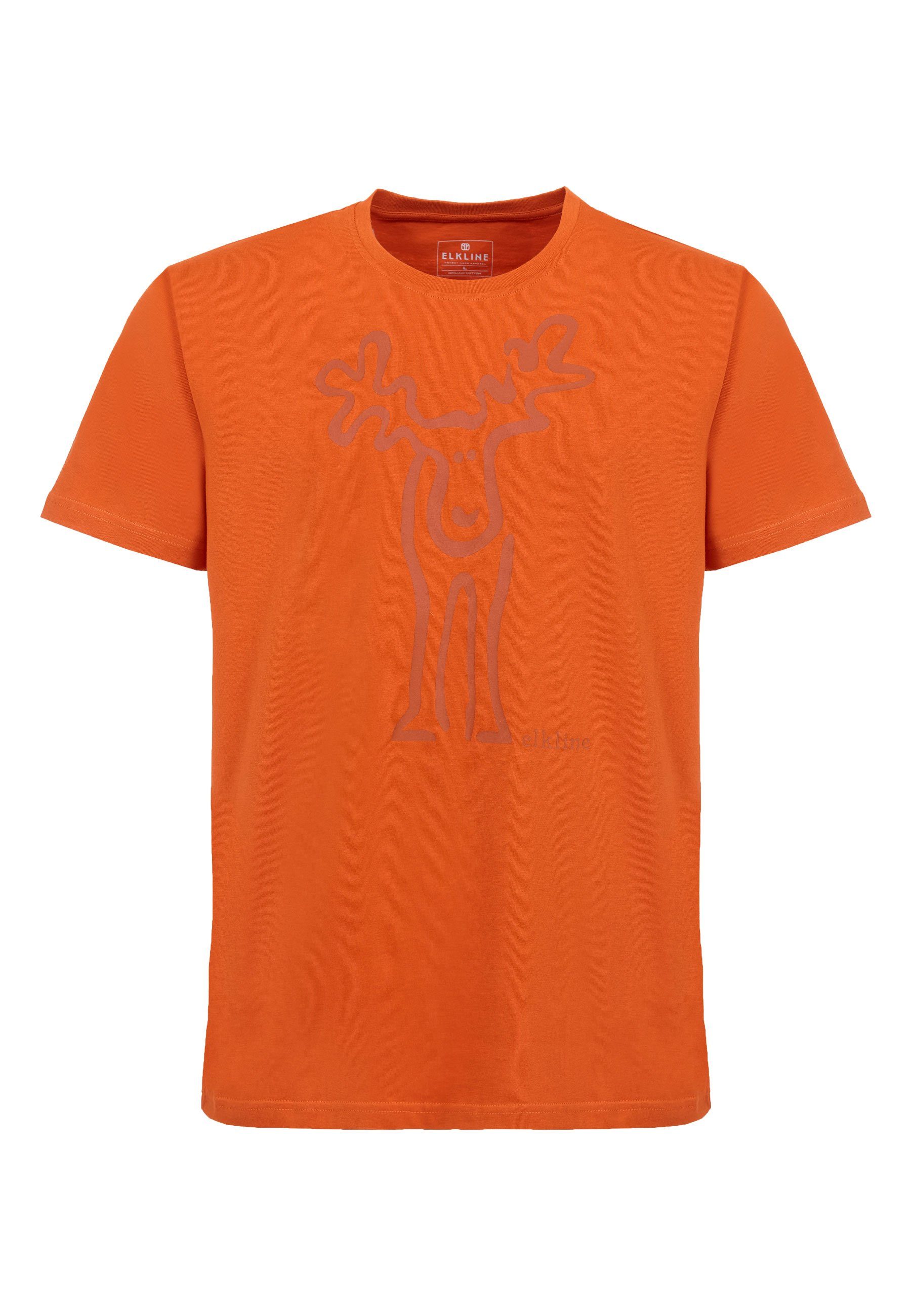 Elkline T-Shirt Rudolf Retro Elch Brust und Rücken Print darkorange - rust orange