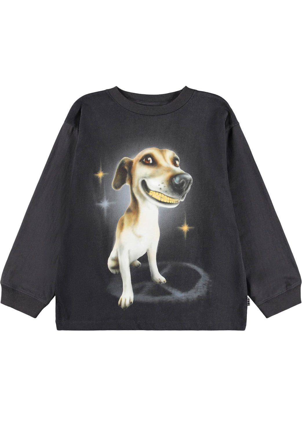 Molo Langarmshirt Molo Jungen Langarmshirt Rube schwarz mit Hunde-Print Golden Grillz