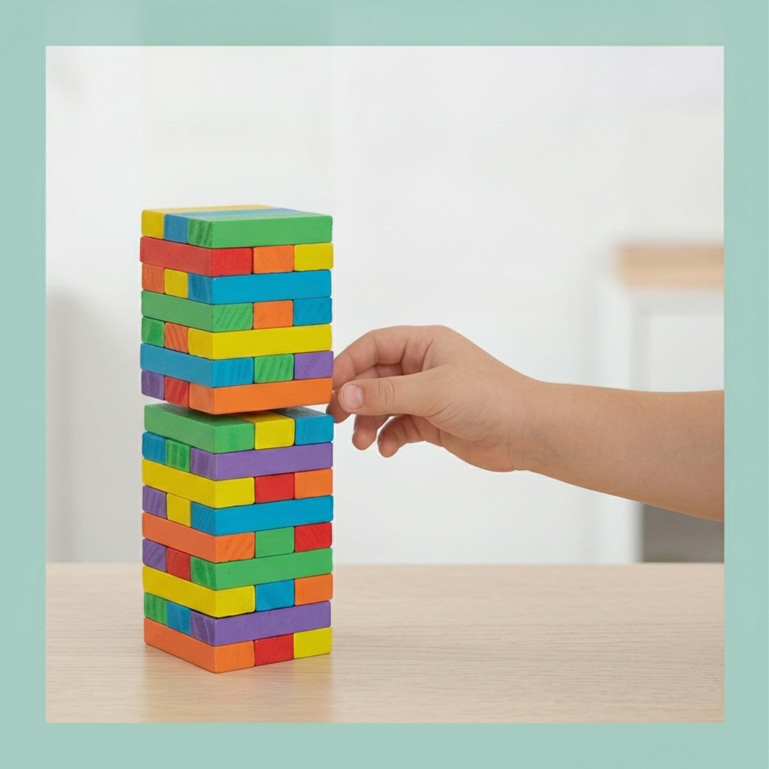 relaxdays Stapelspielzeug Holz Wackelturm bunt